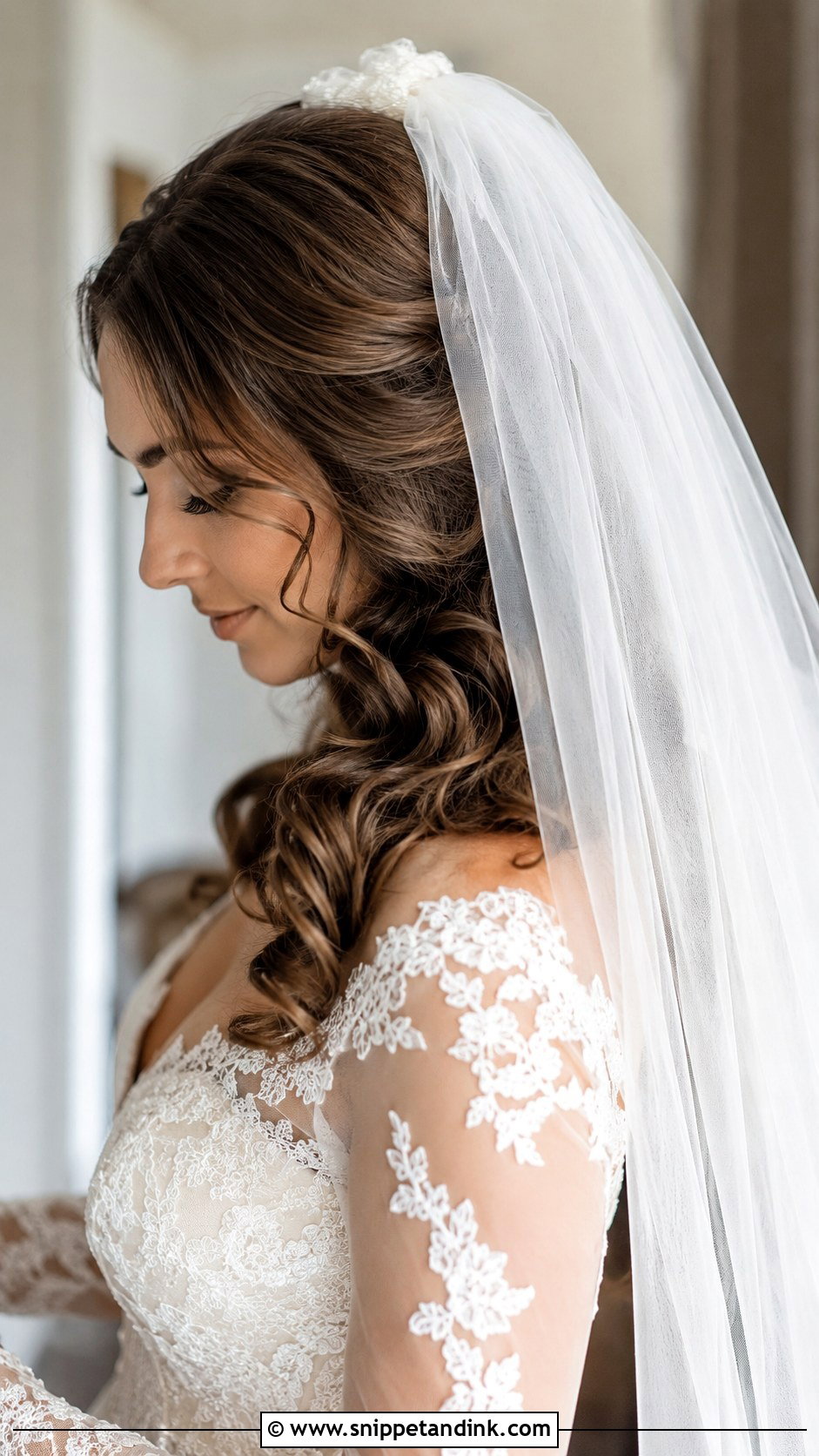 Soft Curls with Veil - Snippet and Ink - 25 Wedding Hairstyles for Bride Down