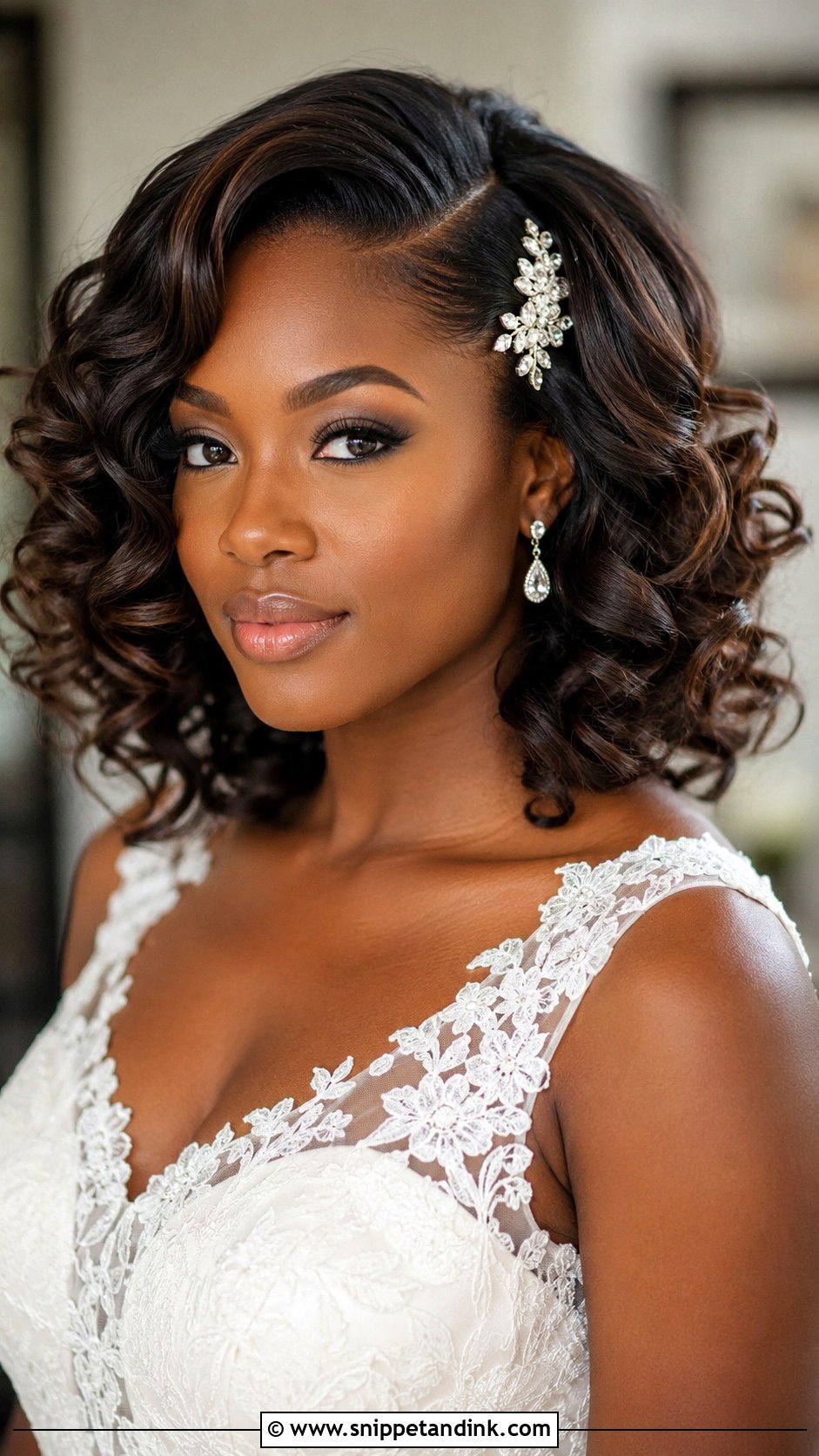Soft Curly Bridal Hairstyle For Medium Hair - Snippet and Ink - 15 Simple Bridal Hairstyles for Medium Hair