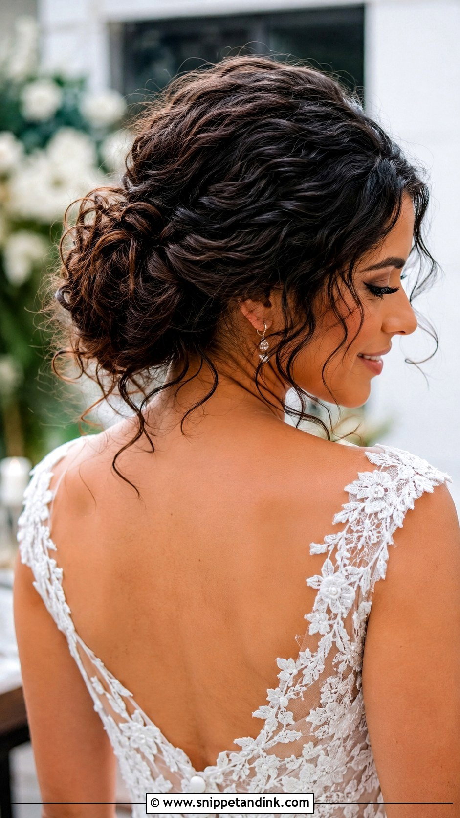 Soft Curly Chignon - Snippet and Ink - 35 Bridal Updo Ideas