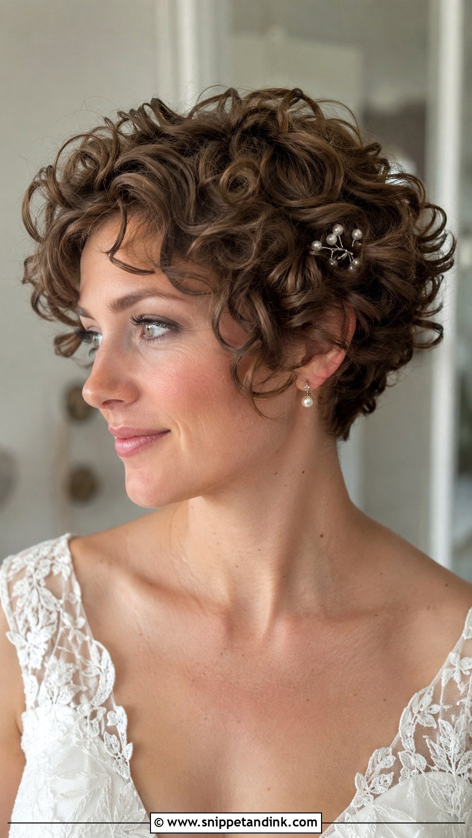 Soft Curly Pixie Cut for Brides - Snippet and Ink - 25 Wedding Hair for Short Hair Ideas