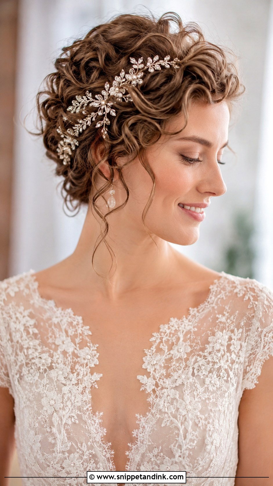 Soft Curly Pixie With Headpiece - Snippet and Ink - 30 Short Hairstyle Women Wedding Ideas