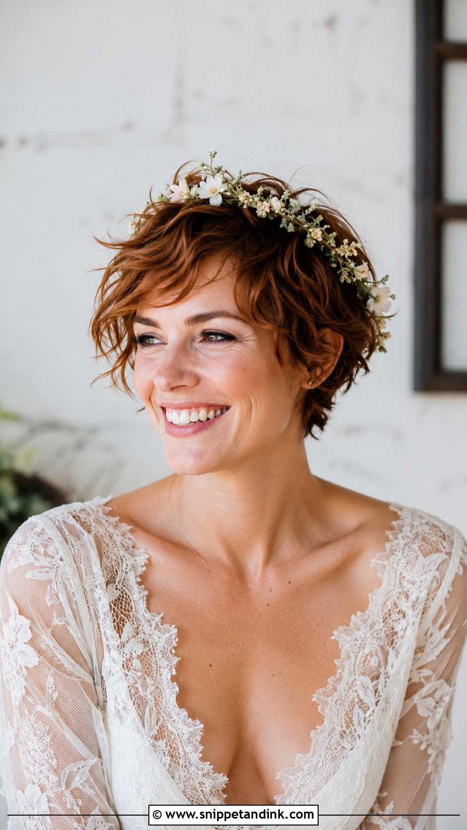 Soft Curly Pixie for Brides - Snippet and Ink - 20 Pixie Wedding Hairstyles