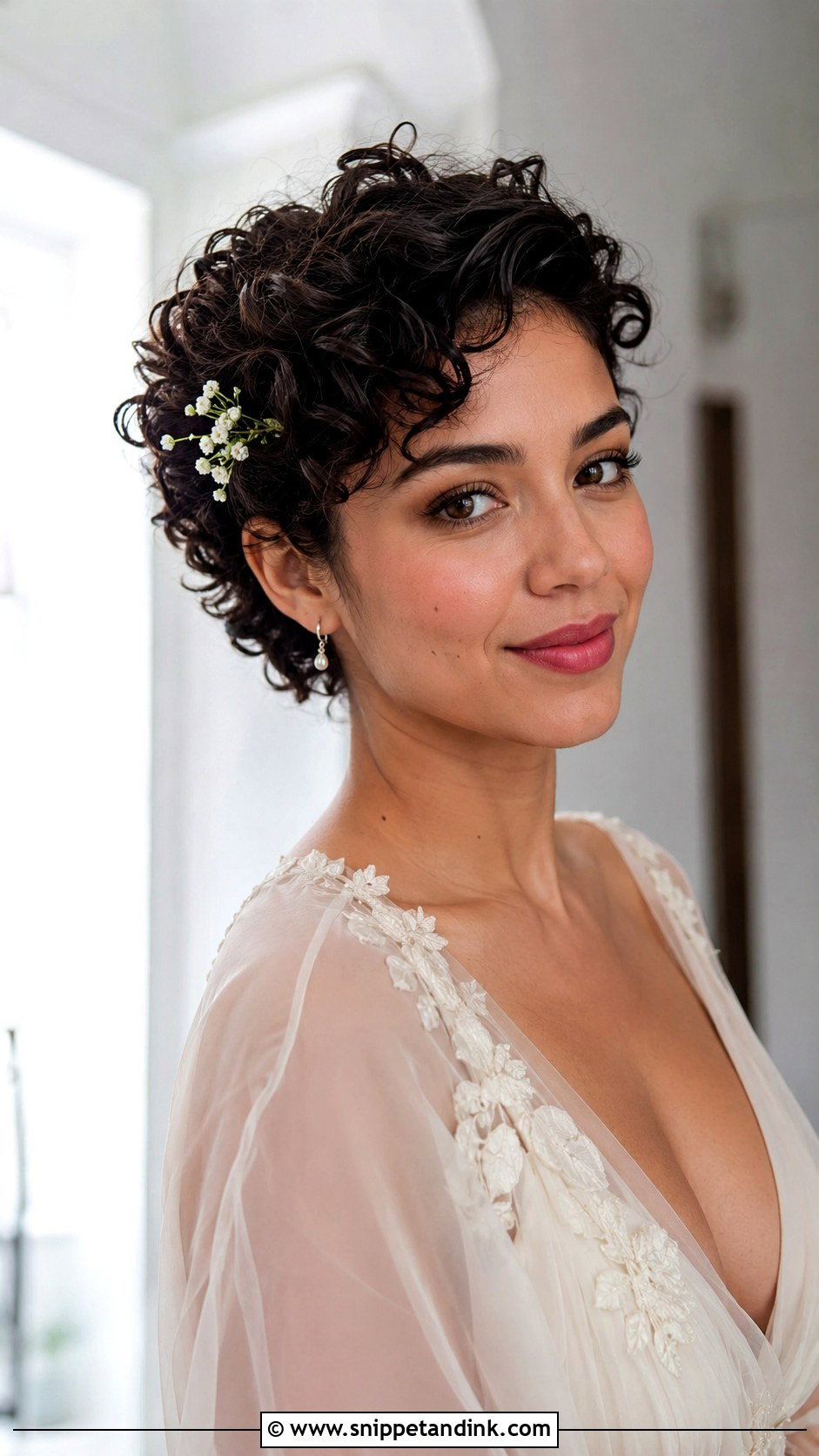 Soft Curly Pixie - Snippet and Ink - 25 Pixie Bridal Hair Ideas