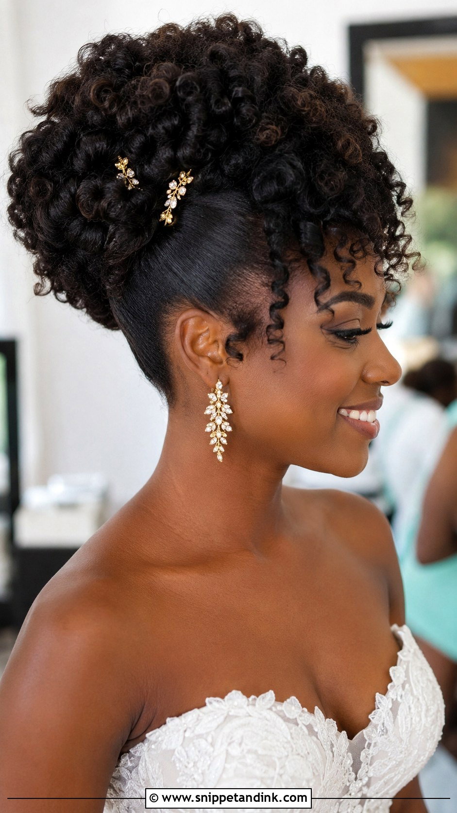 Soft Curly Updo for Natural Hair - Snippet and Ink - 30 Bride Updo Hairstyles