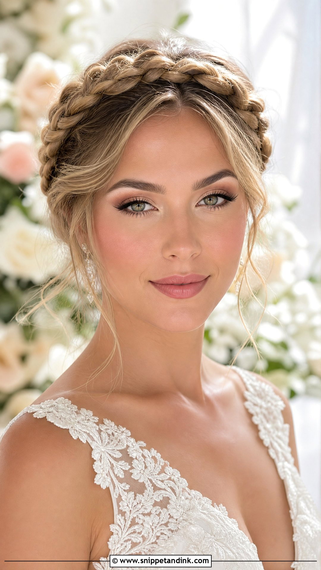 Soft Cut Crease Makeup With Halo Braid - Snippet and Ink - 20 Braid Makeup Wedding Ideas