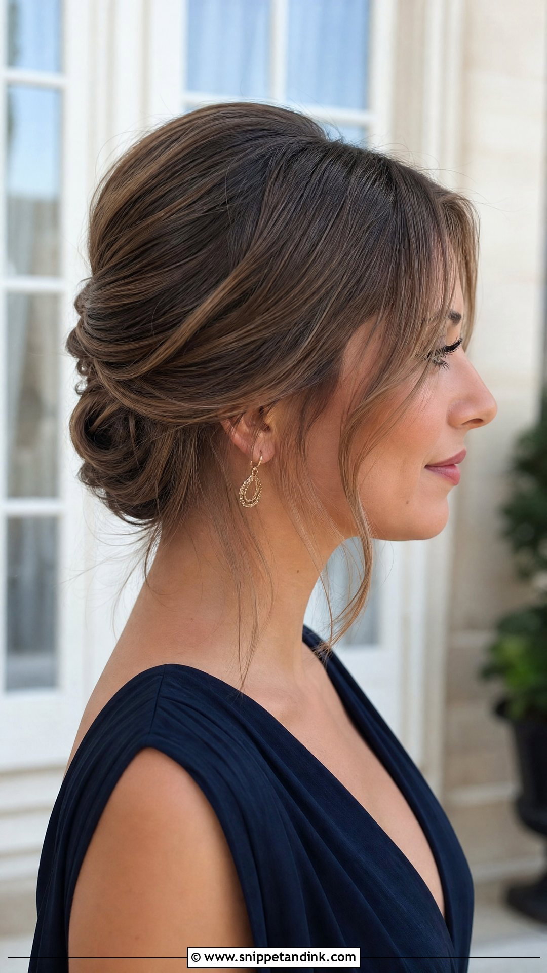 Soft French Twist Shoulder Length Wedding Guest Hairstyle - Snippet and Ink - 20 Shoulder Length Wedding Guest Hairstyles