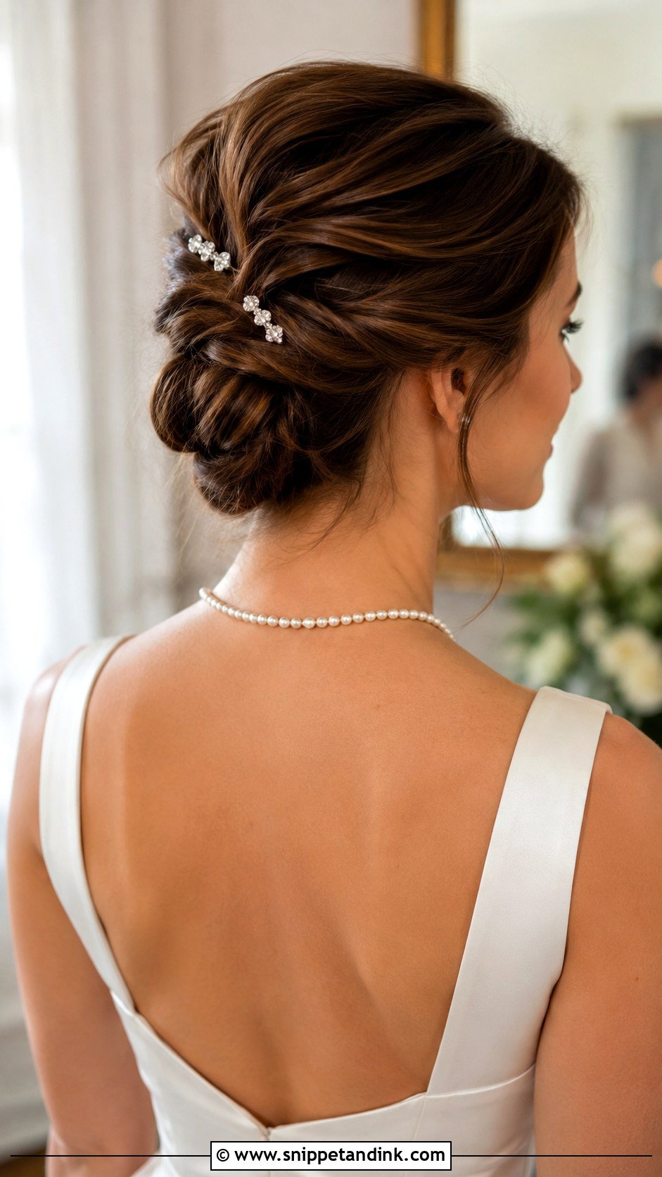 Soft French Twist Wedding Hairstyle For Square Neckline - Snippet and Ink - 15 Wedding Hairstyles for Square Neckline
