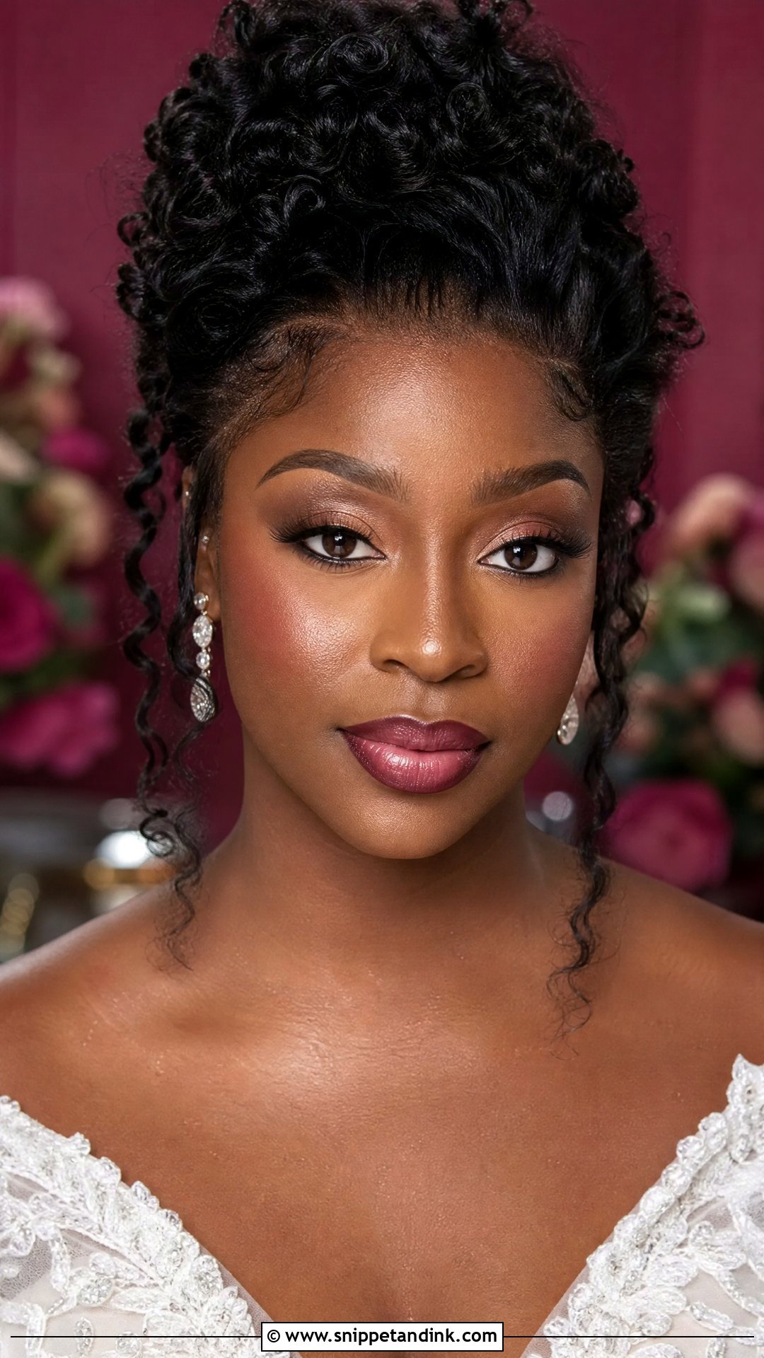 Soft Glam Bridal Makeup With Berry Lip - Snippet and Ink - 30 Soft Glam Bridal Make Up Ideas