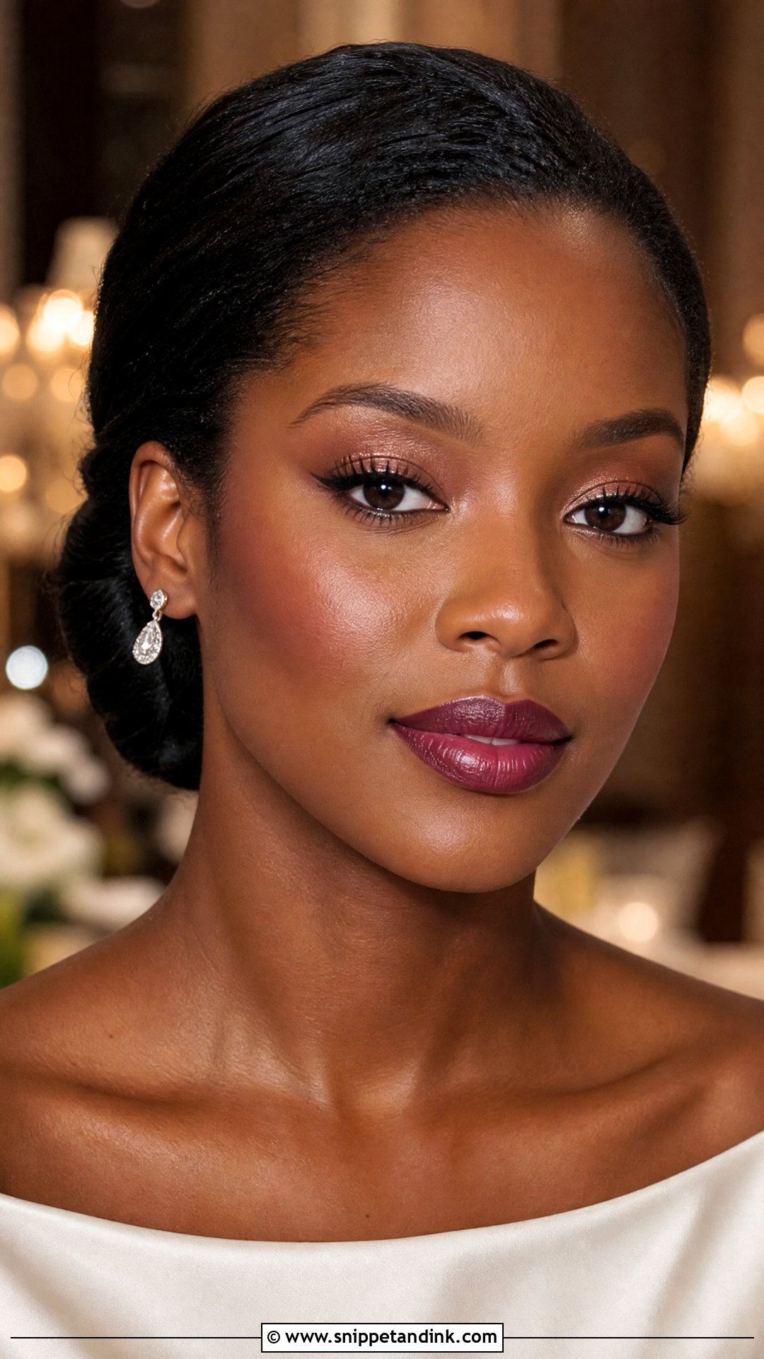 Soft Glam Bridal Makeup With Berry Lip - Snippet and Ink - 20 Soft Glam Bridal Makeup Black Women