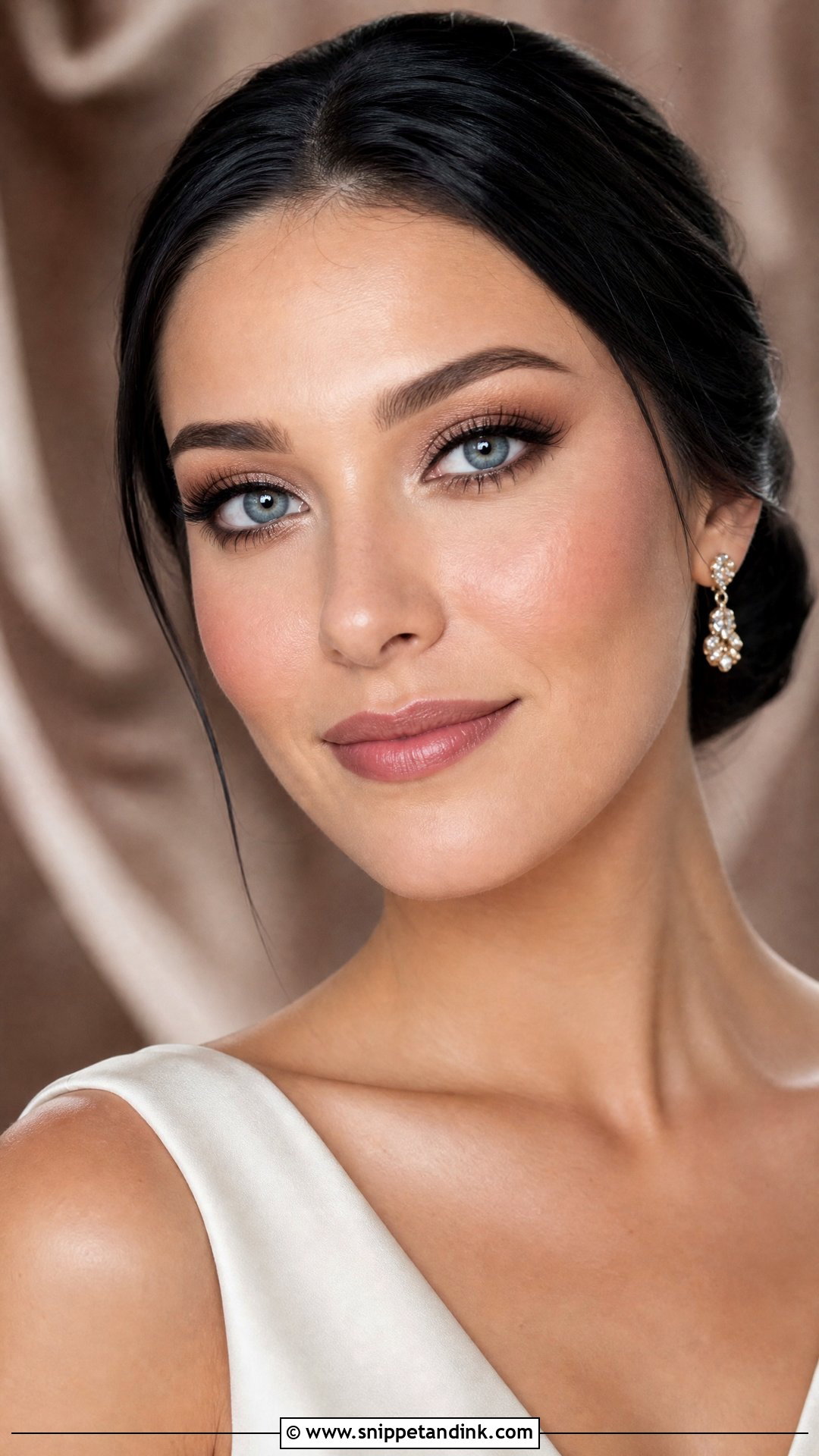 Soft Glam Bridal Makeup With Black Hair And Blue Eyes - Snippet and Ink - 30 Soft Glam Bridal Makeup for Blue Eyes