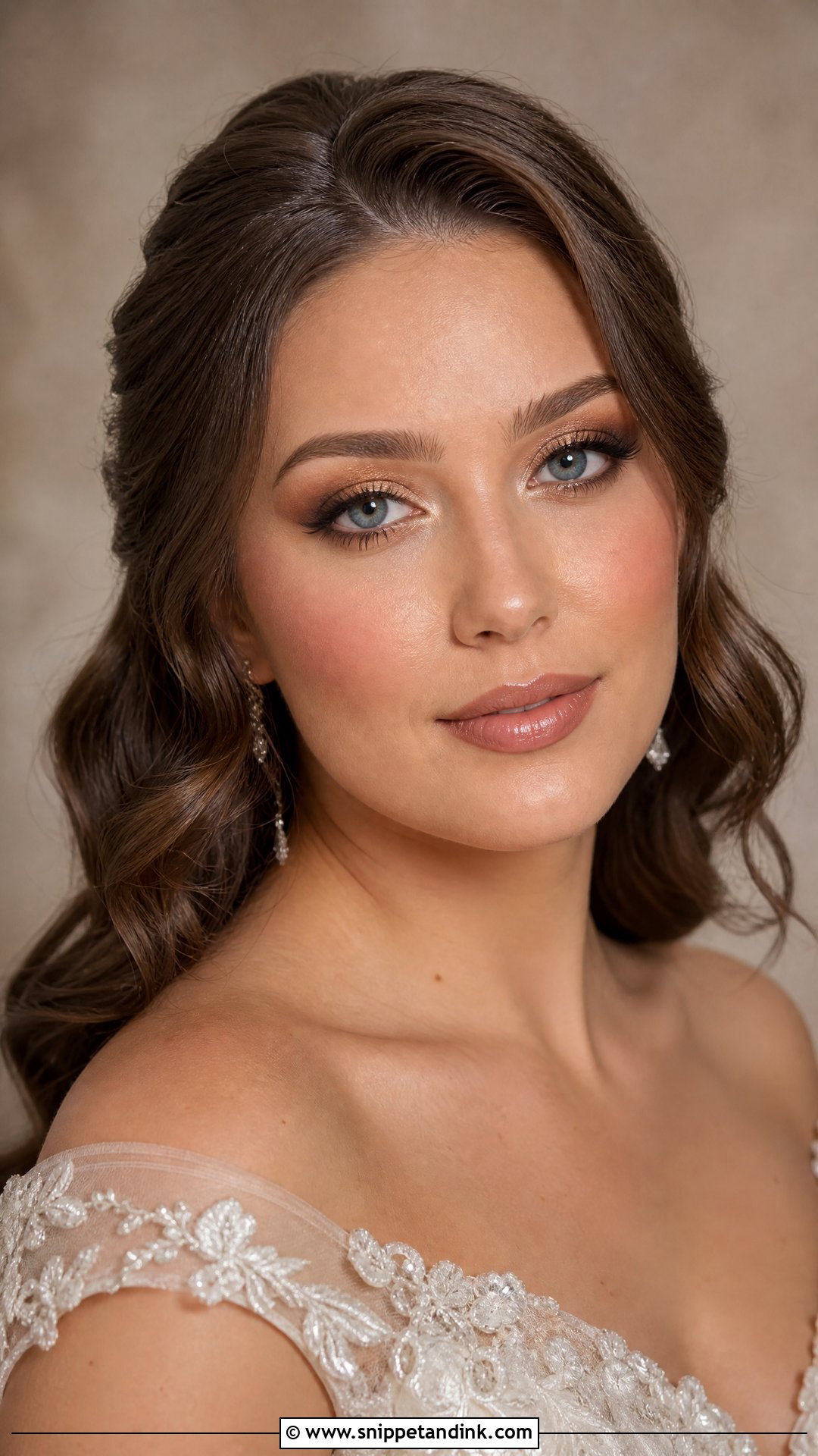 Soft Glam Bridal Makeup With Brown Hair And Blue Eyes - Snippet and Ink - 30 Soft Glam Bridal Makeup for Blue Eyes