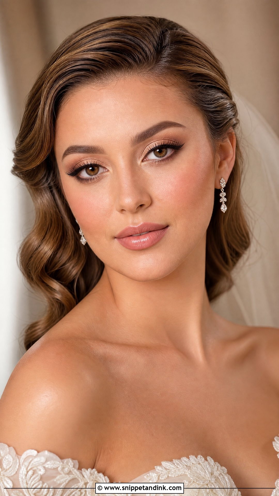 Soft Glam Bridal Makeup With Brown Winged Liner - Snippet and Ink - 25 Soft Glam Bridal Makeup for Green Eyes