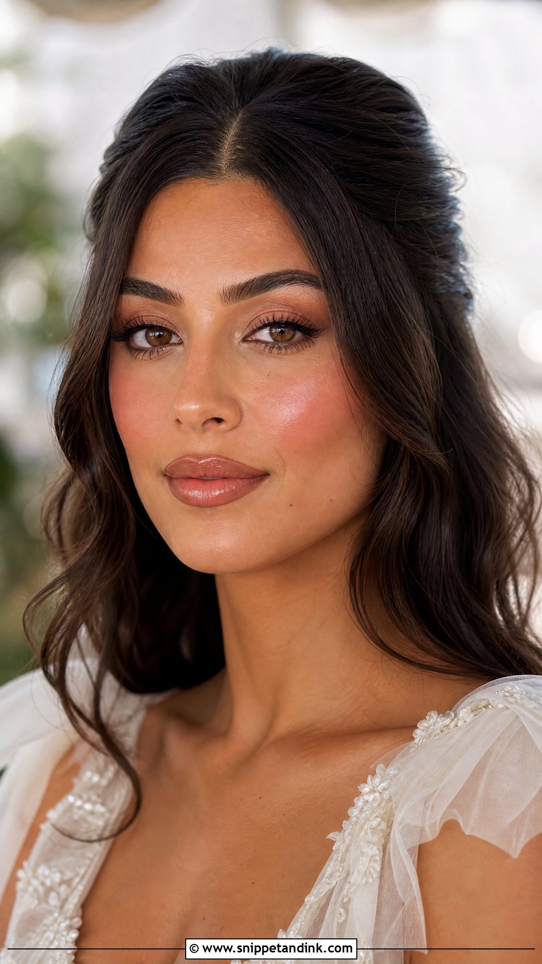 Soft Glam Bridal Makeup With Glossy Lip For Brown Eyes - Snippet and Ink - 30 Soft Glam Bridal Makeup for Brown Eyes