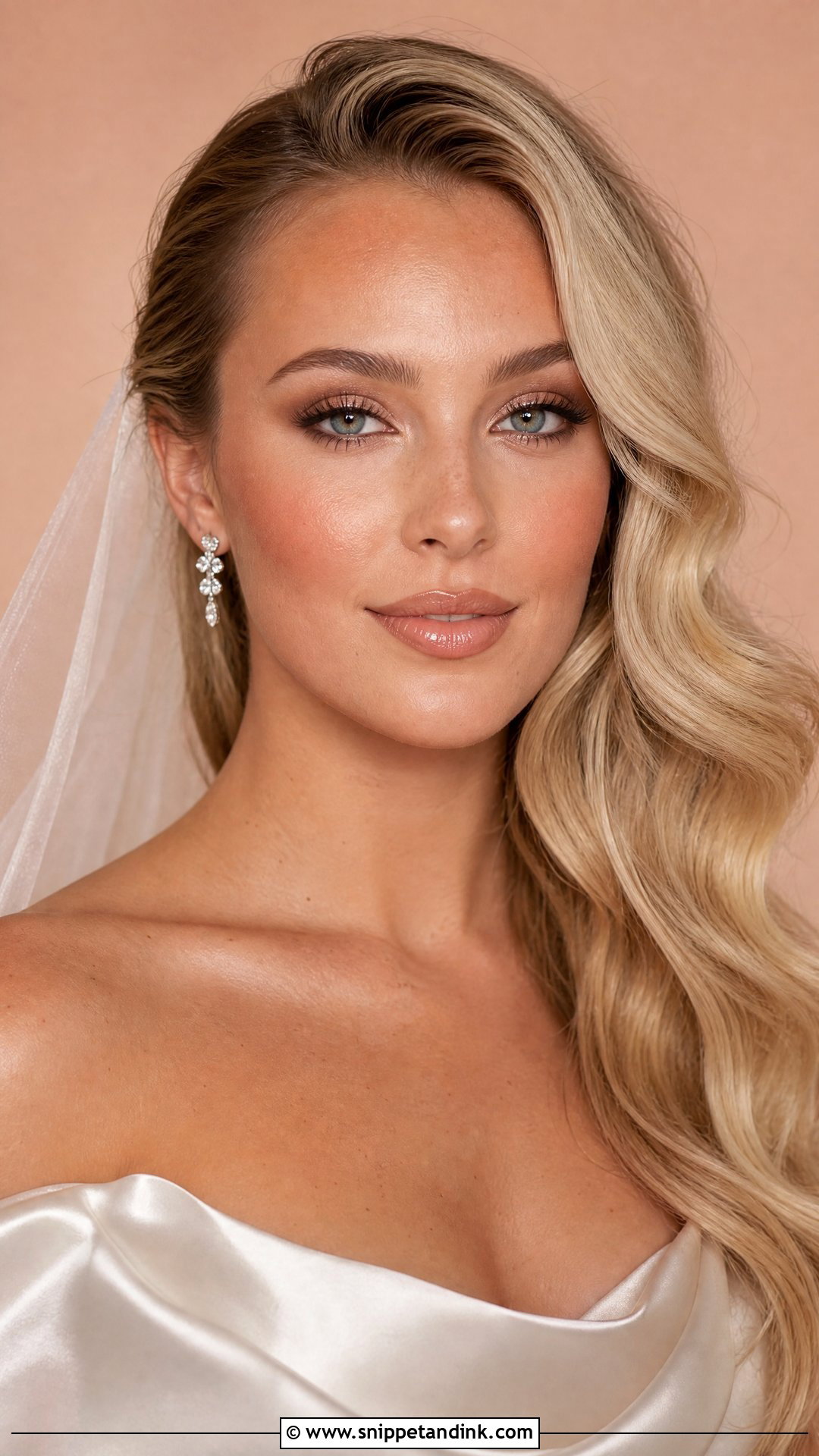 Soft Glam Bridal Makeup With Glossy Nude Lip - Snippet and Ink - 30 Soft Glam Bridal Make Up Ideas