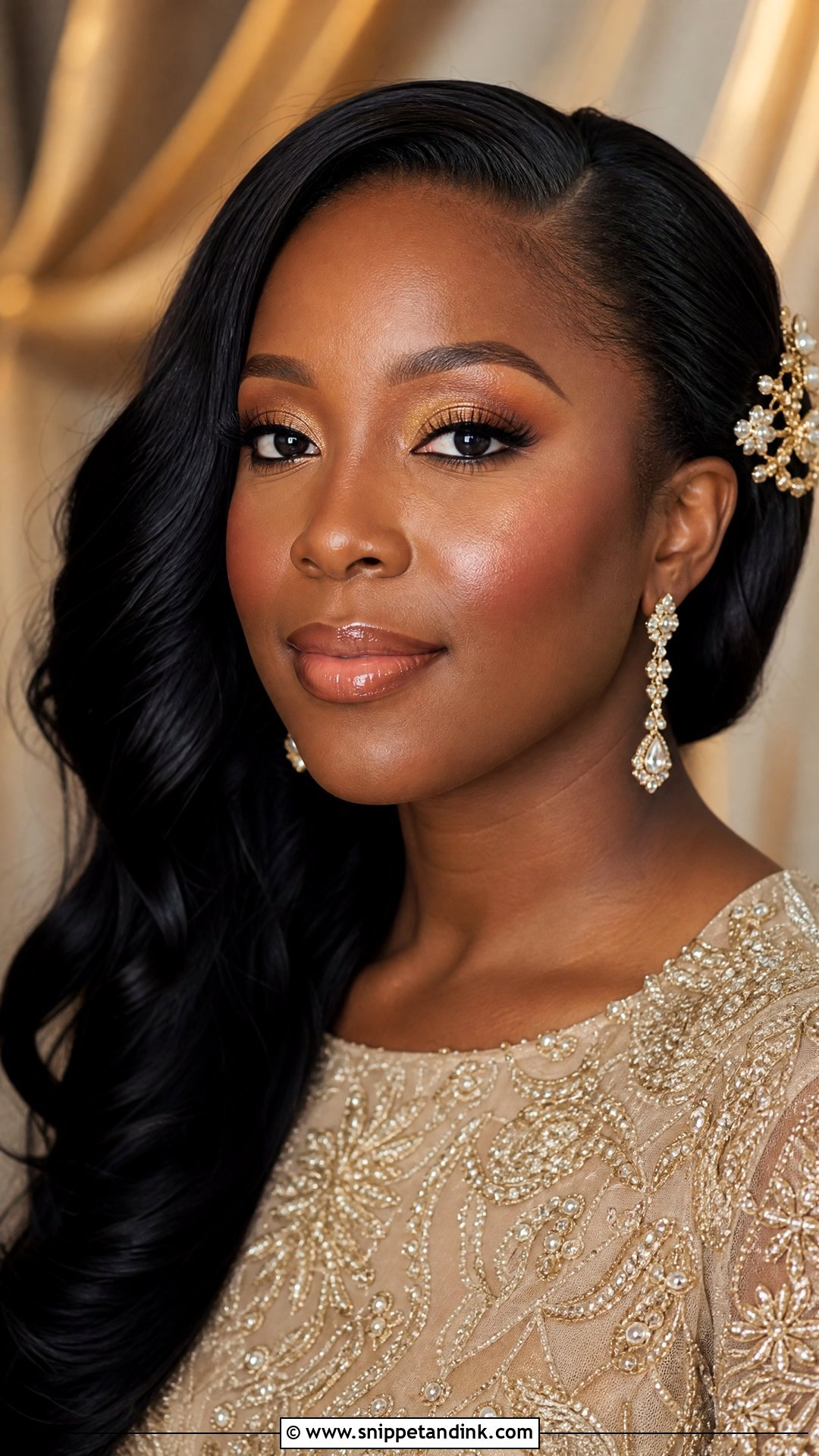 Soft Glam Bridal Makeup With Gold Eyeshadow - Snippet and Ink - 20 Soft Glam Bridal Makeup Black Women