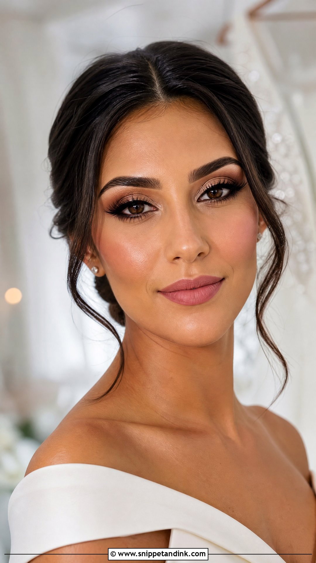 Soft Glam Bridal Makeup With Matte Lip For Brown Eyes - Snippet and Ink - 30 Soft Glam Bridal Makeup for Brown Eyes