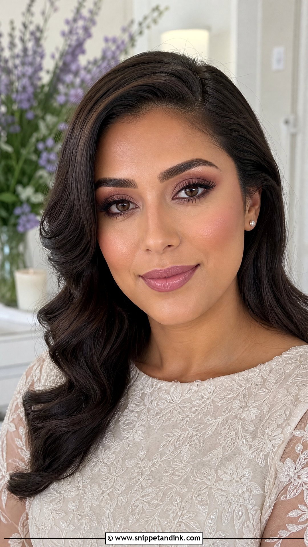 Soft Glam Bridal Makeup With Mauve Lips - Snippet and Ink - 35 Soft Glam Bridal Makeup Ideas