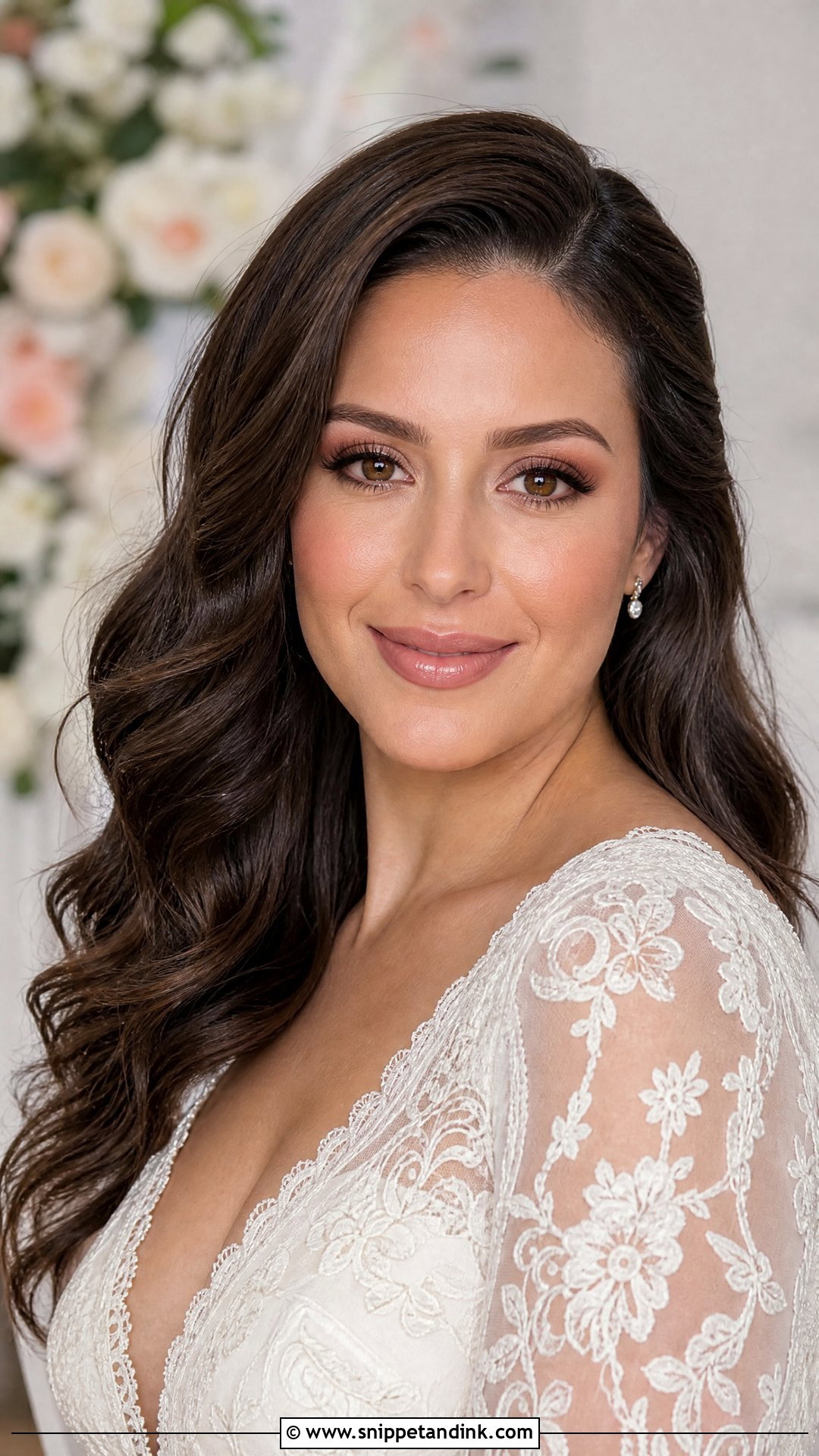 Soft Glam Bridal Makeup With Nude Lip For Brown Eyes - Snippet and Ink - 30 Soft Glam Bridal Makeup for Brown Eyes