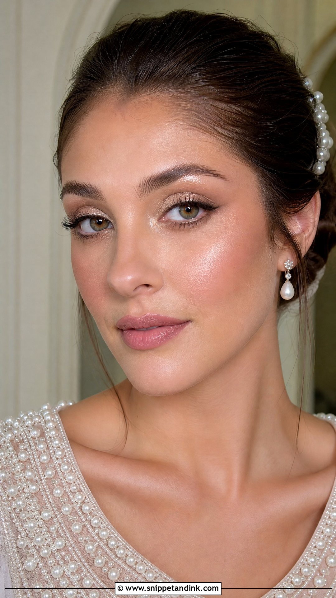 Soft Glam Bridal Makeup With Pearl Highlight - Snippet and Ink - 30 Soft Glam Bridal Make Up Ideas