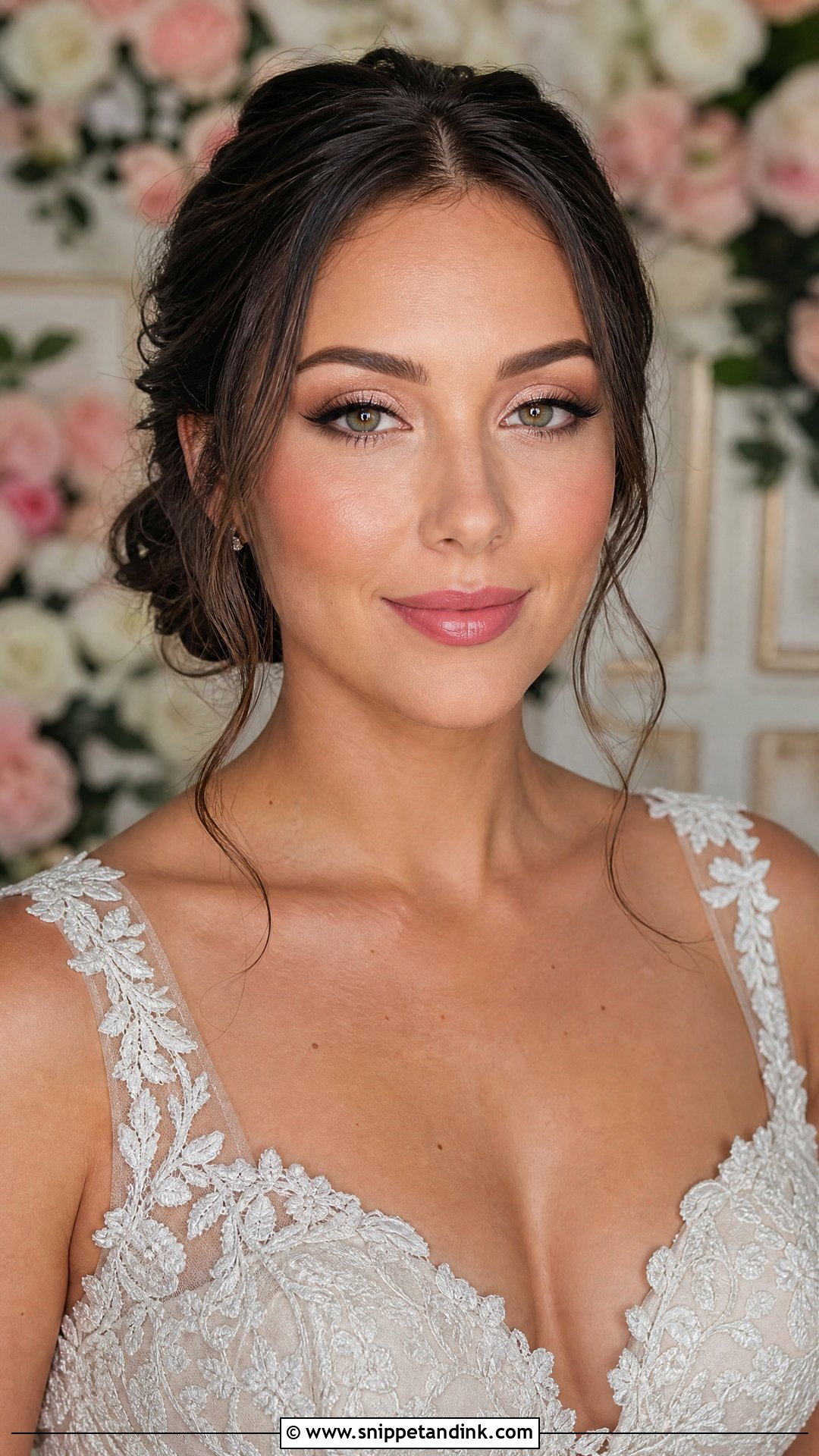 Soft Glam Bridal Makeup With Pink Lip - Snippet and Ink - 30 Soft Glam Bridal Make Up Ideas