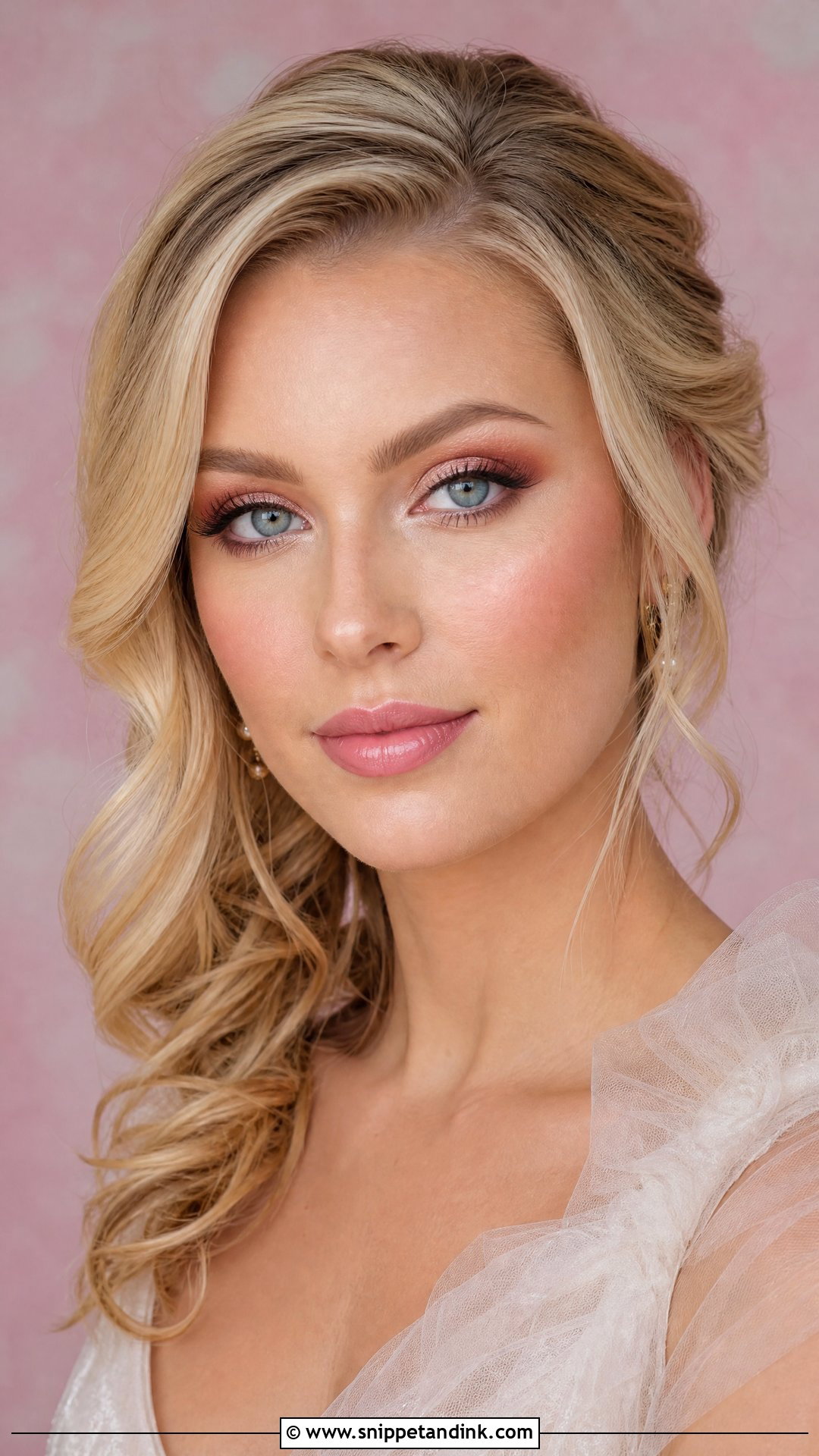 Soft Glam Bridal Makeup With Pink Lip - Snippet and Ink - 25 Soft Glam Wedding Makeup Brides