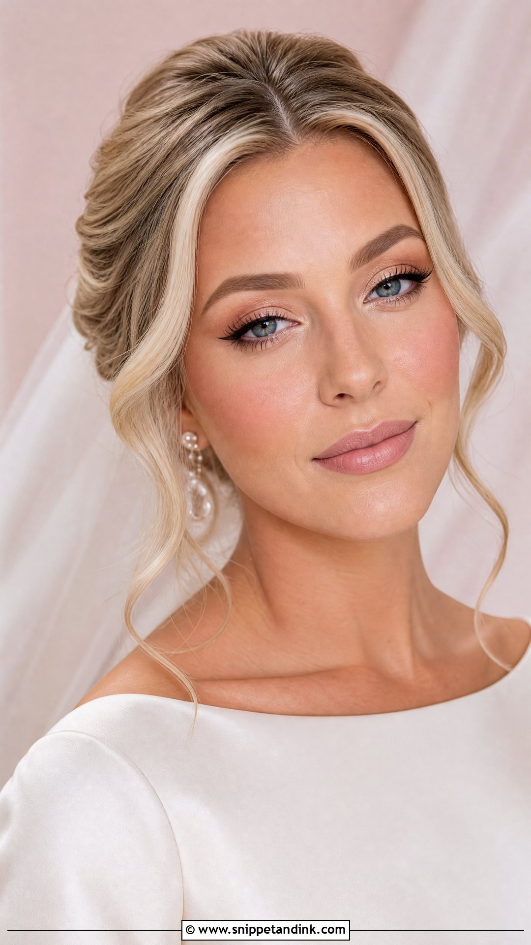 Soft Glam Bridal Makeup With Pink Nude Lip - Snippet and Ink - 25 Soft Glam Bridal Makeup for Green Eyes