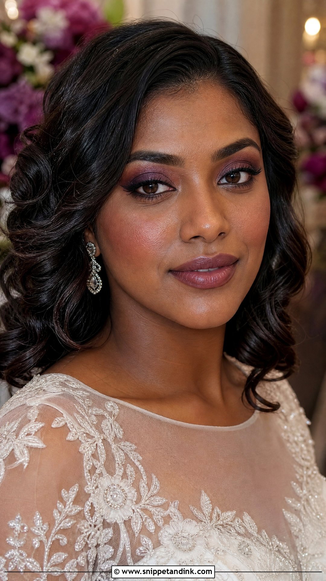 Soft Glam Bridal Makeup With Plum Eyeshadow - Snippet and Ink - 20 Soft Glam Bridal Makeup Black Women