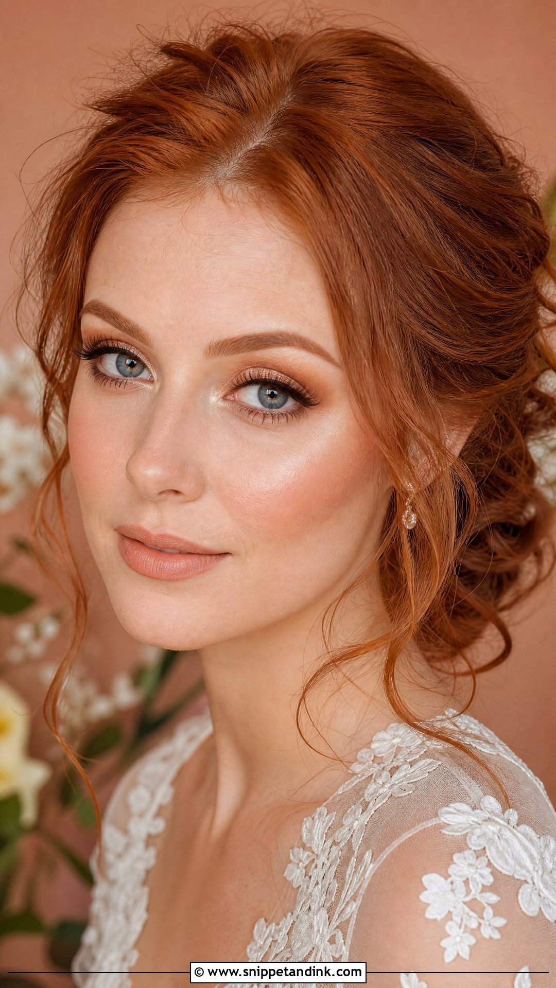 Soft Glam Bridal Makeup With Red Hair And Blue Eyes - Snippet and Ink - 30 Soft Glam Bridal Makeup for Blue Eyes