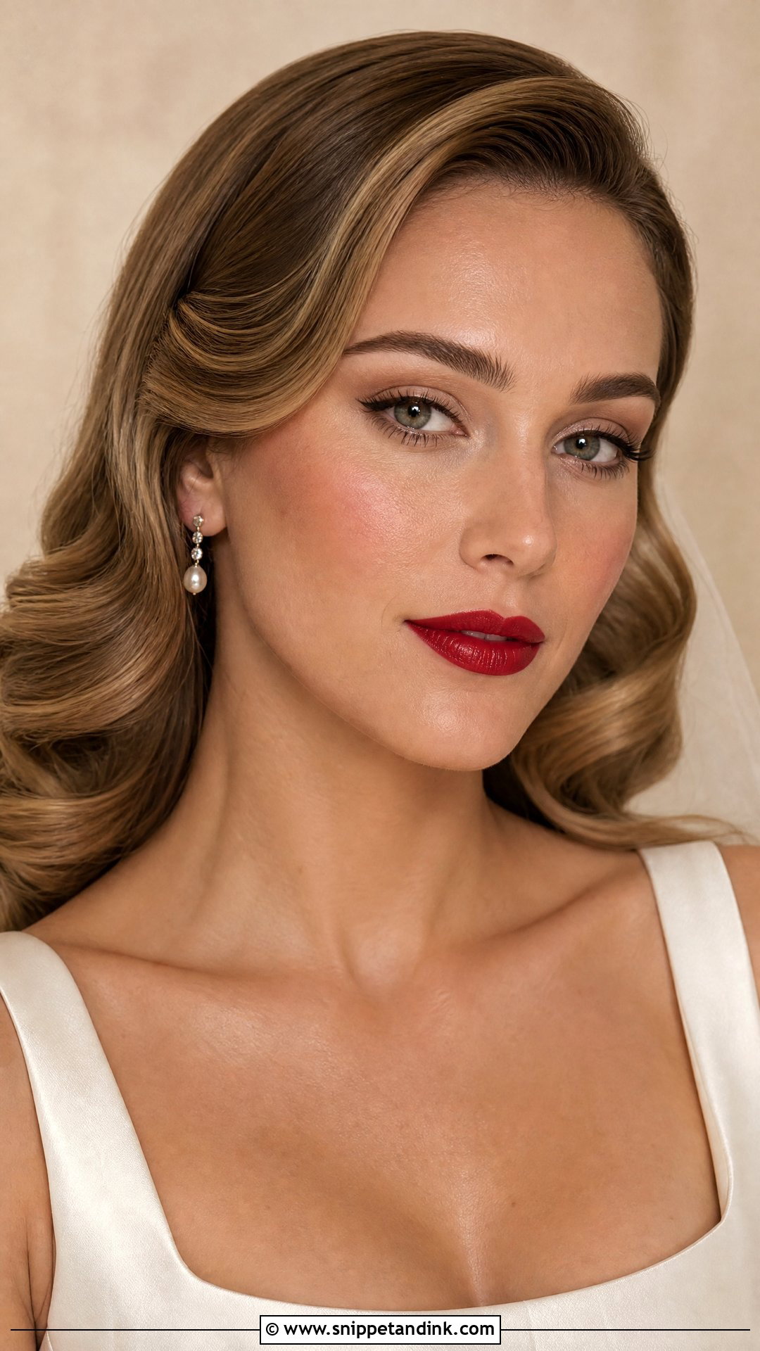 Soft Glam Bridal Makeup With Red Lip - Snippet and Ink - 25 Soft Glam Wedding Makeup Brides