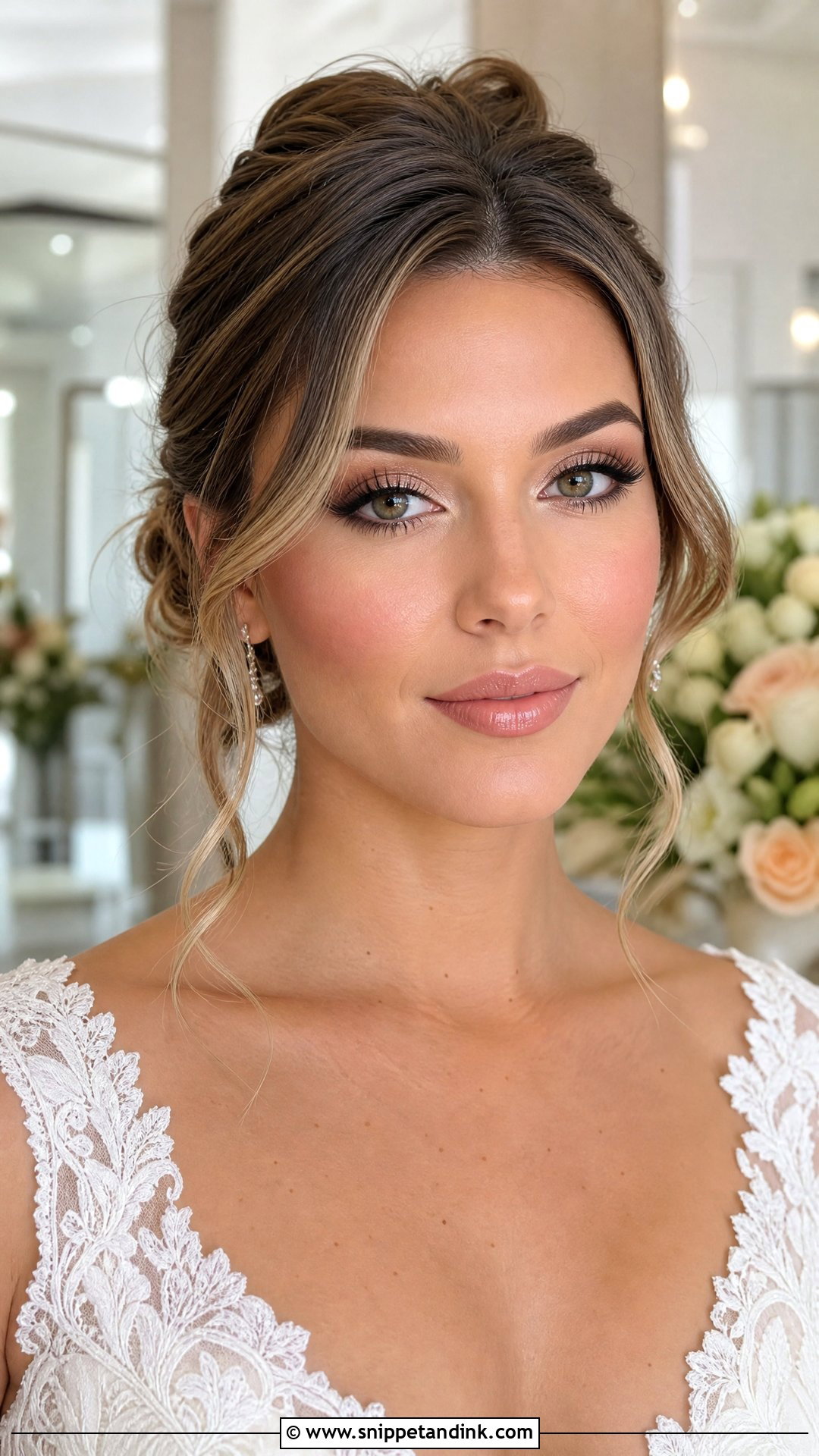 Soft Glam Bridal Makeup With Satin Lips - Snippet and Ink - 35 Soft Glam Bridal Makeup Ideas