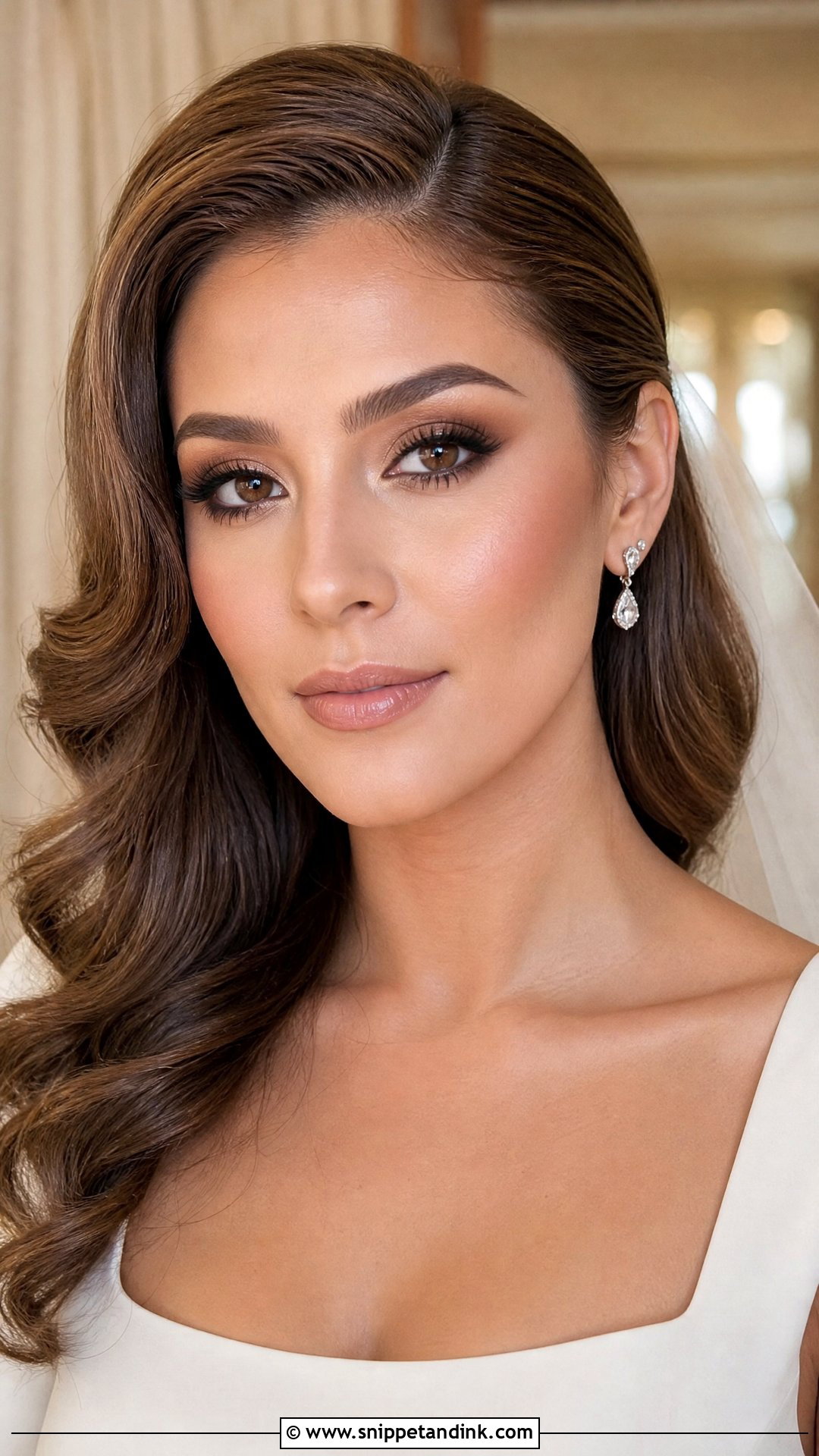 Soft Glam Bridal Makeup With Warm Brown Eyes - Snippet and Ink - 25 Soft Glam Bridal Makeup for Green Eyes