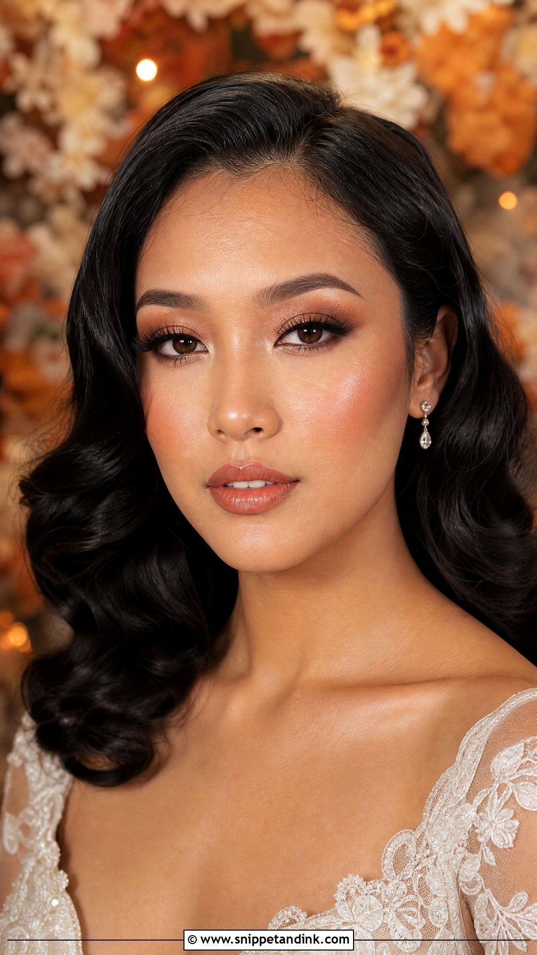 Soft Glam Bridal Makeup With Warm Brown Smokey Eye - Snippet and Ink - 30 Soft Glam Bridal Make Up Ideas