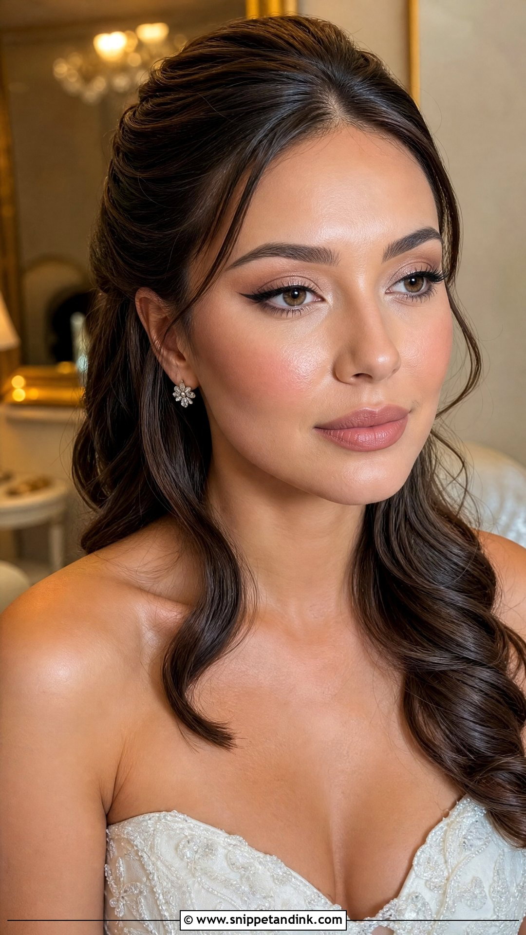 Soft Glam Bridal Makeup With Winged Liner - Snippet and Ink - 35 Soft Glam Bridal Makeup Ideas