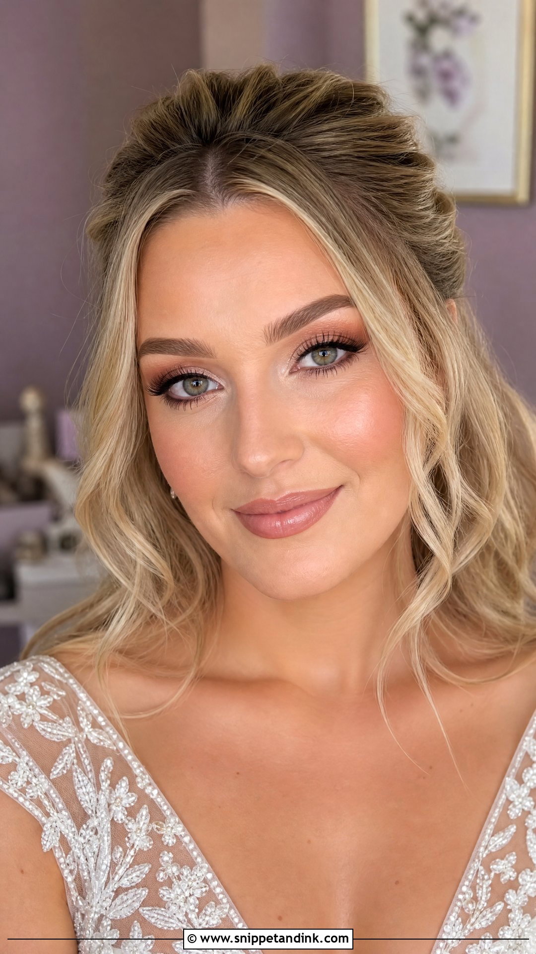 Soft Glam Bridal Makeup With Wispy Lashes - Snippet and Ink - 30 Soft Glam Bridal Make Up Ideas