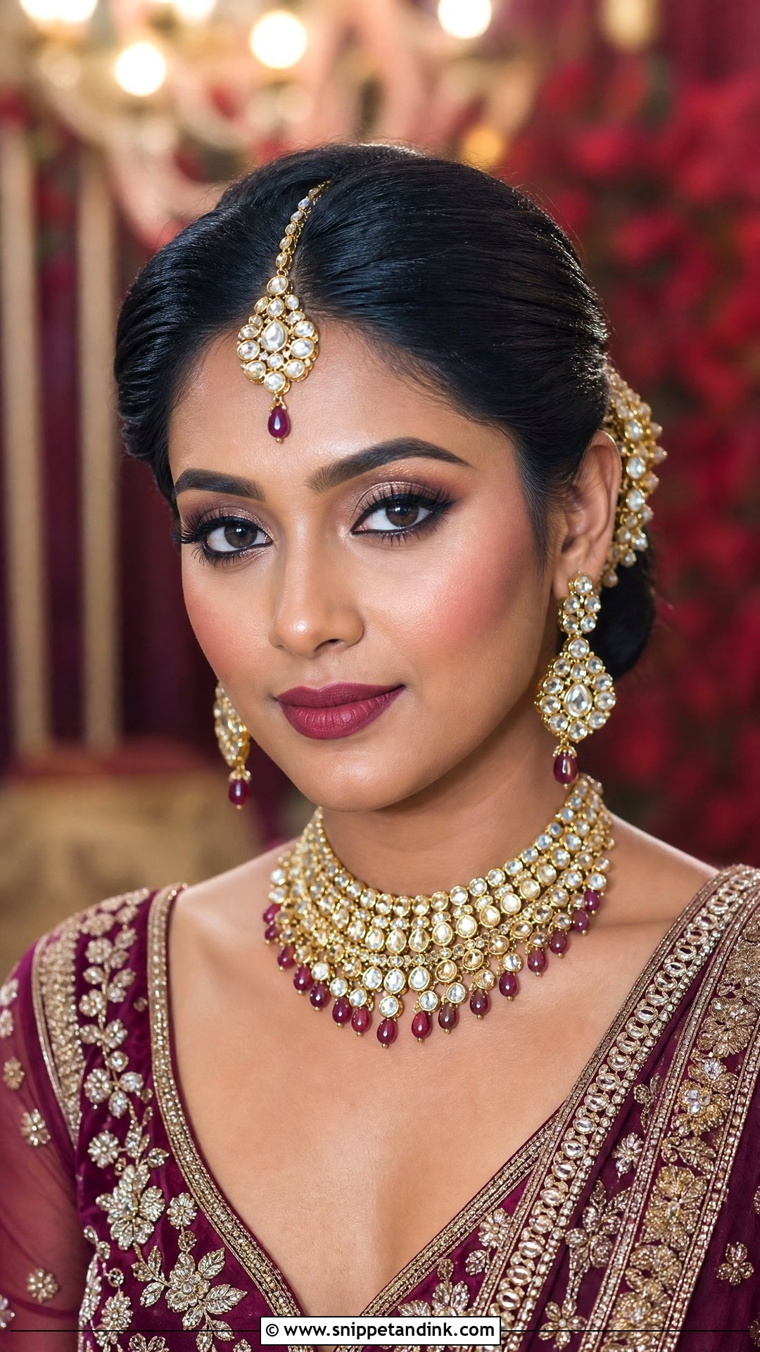 Soft Glam Indian Bridal Makeup With Berry Lips - Snippet and Ink - 20 Soft Glam Indian Bridal Makeup Ideas