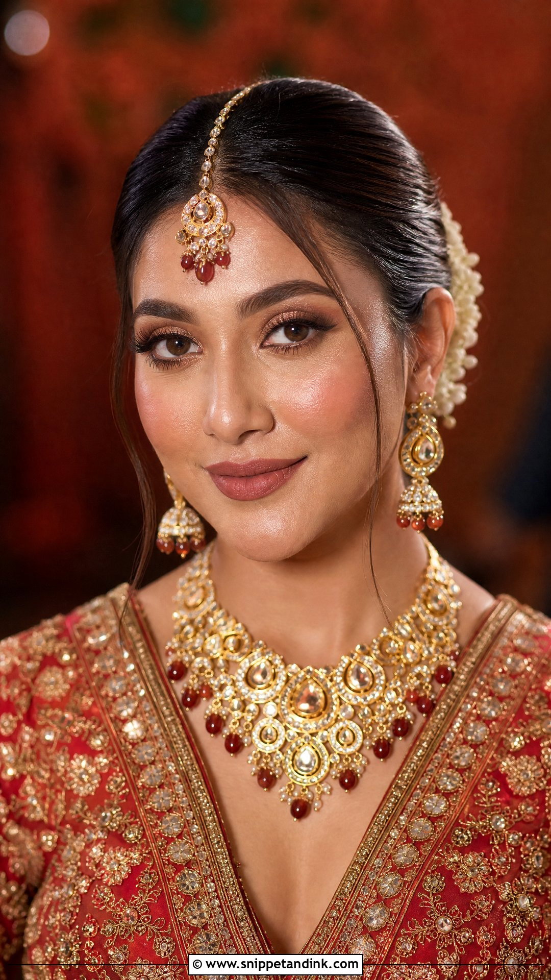 Soft Glam Indian Bridal Makeup With Nude Lips - Snippet and Ink - 20 Soft Glam Indian Bridal Makeup Ideas