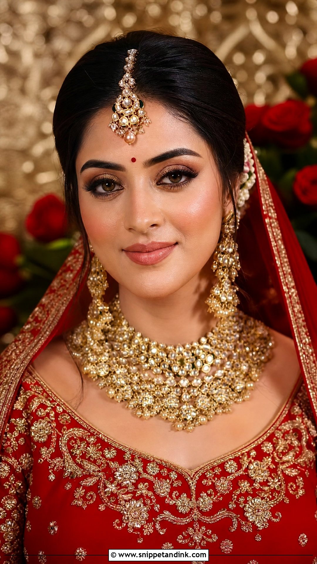 Soft Glam Indian Bridal Makeup With Red Lehenga - Snippet and Ink - 20 Soft Glam Indian Bridal Makeup Ideas