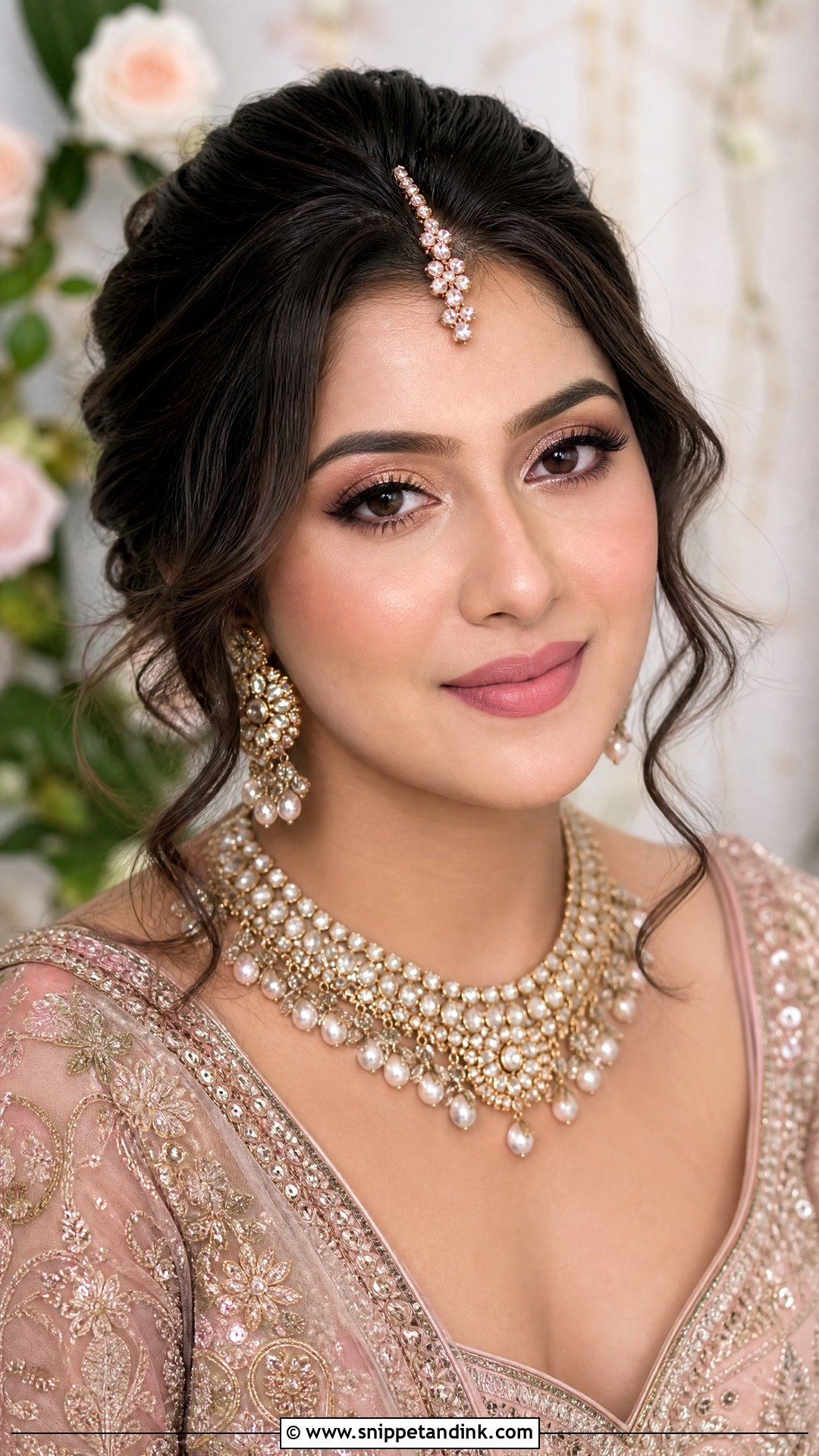 Soft Glam Indian Bridal Makeup With Rose Gold Eyes - Snippet and Ink - 20 Soft Glam Indian Bridal Makeup Ideas