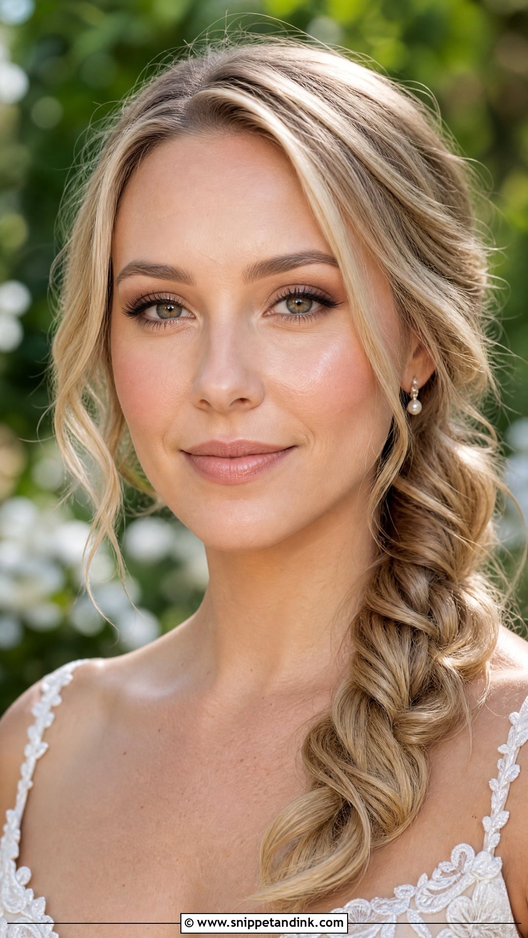 Soft Glam Makeup With Loose Side Braid - Snippet and Ink - 20 Braid Makeup Wedding Ideas