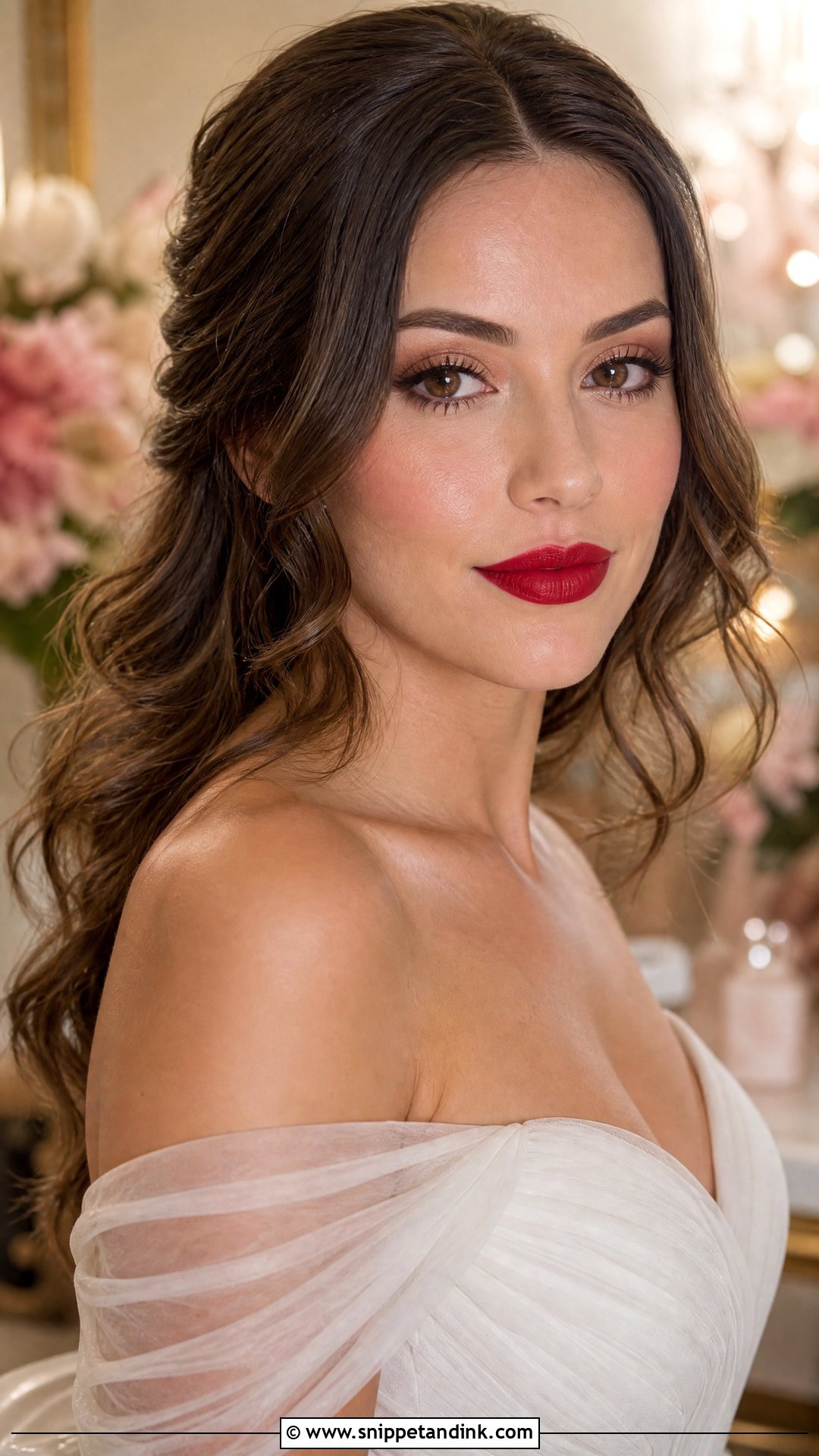 Soft Glam Red Lip Bridal Makeup - Snippet and Ink - 20 Red Lipstick Bridal Makeup Ideas