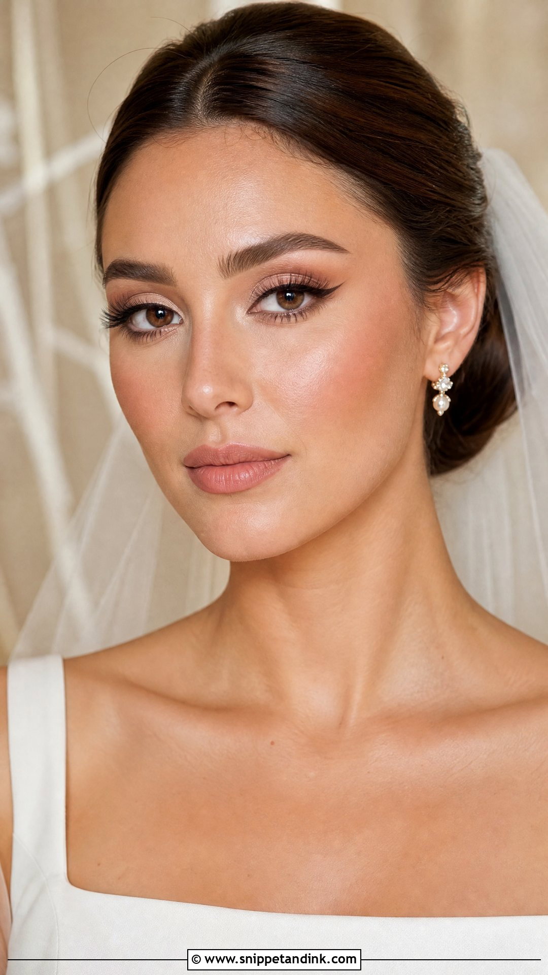 Soft Glam Wedding Makeup For Brown Eyes With Brown Winged Liner - Snippet and Ink - 20 Soft Glam Wedding Makeup for Brown Eyes