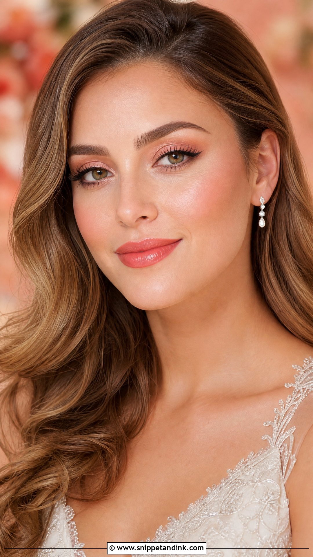 Soft Glam Wedding Makeup For Brown Eyes With Coral Lips - Snippet and Ink - 20 Soft Glam Wedding Makeup for Brown Eyes