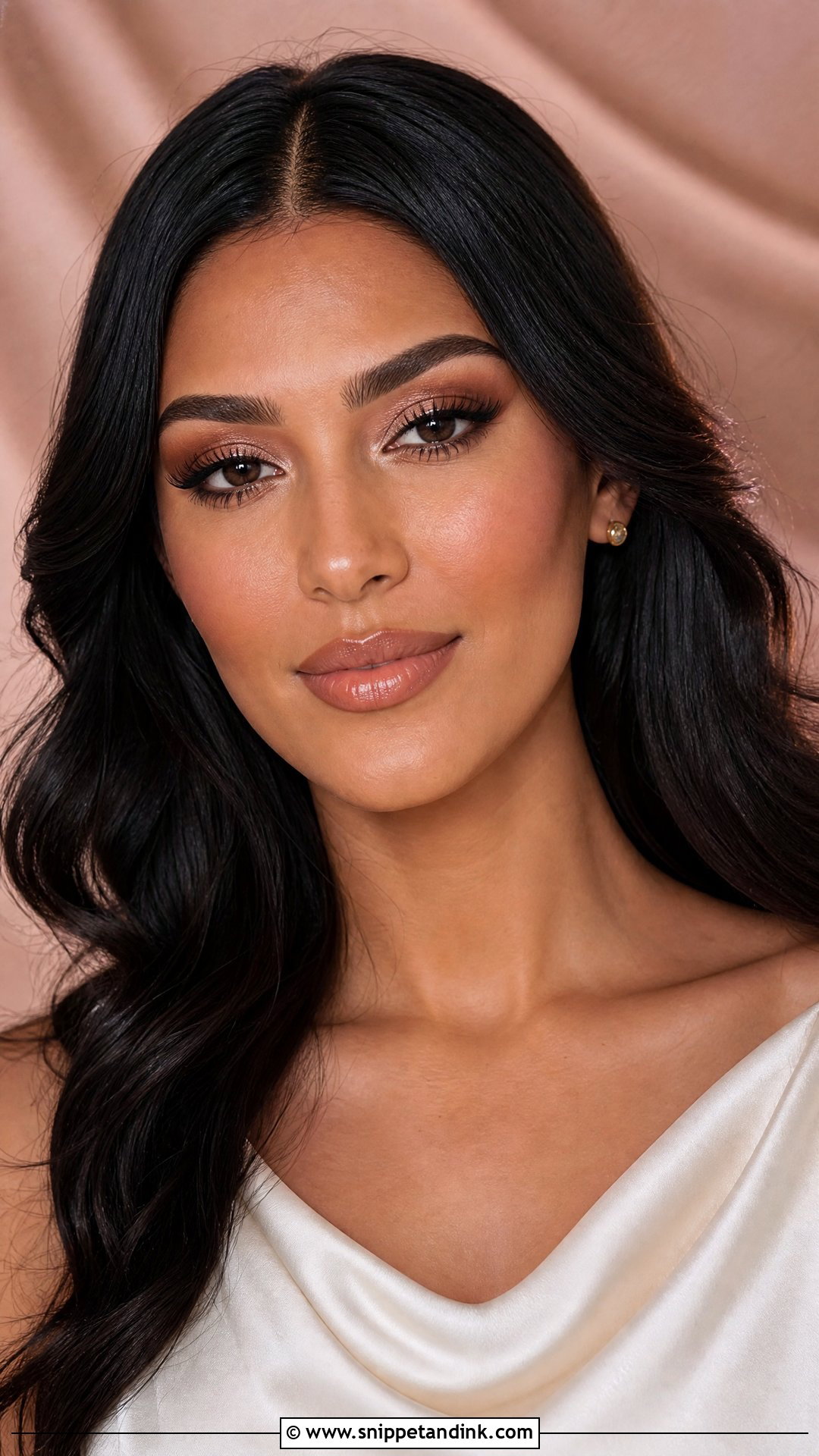 Soft Glam Wedding Makeup For Brown Eyes With Nude Gloss - Snippet and Ink - 20 Soft Glam Wedding Makeup for Brown Eyes