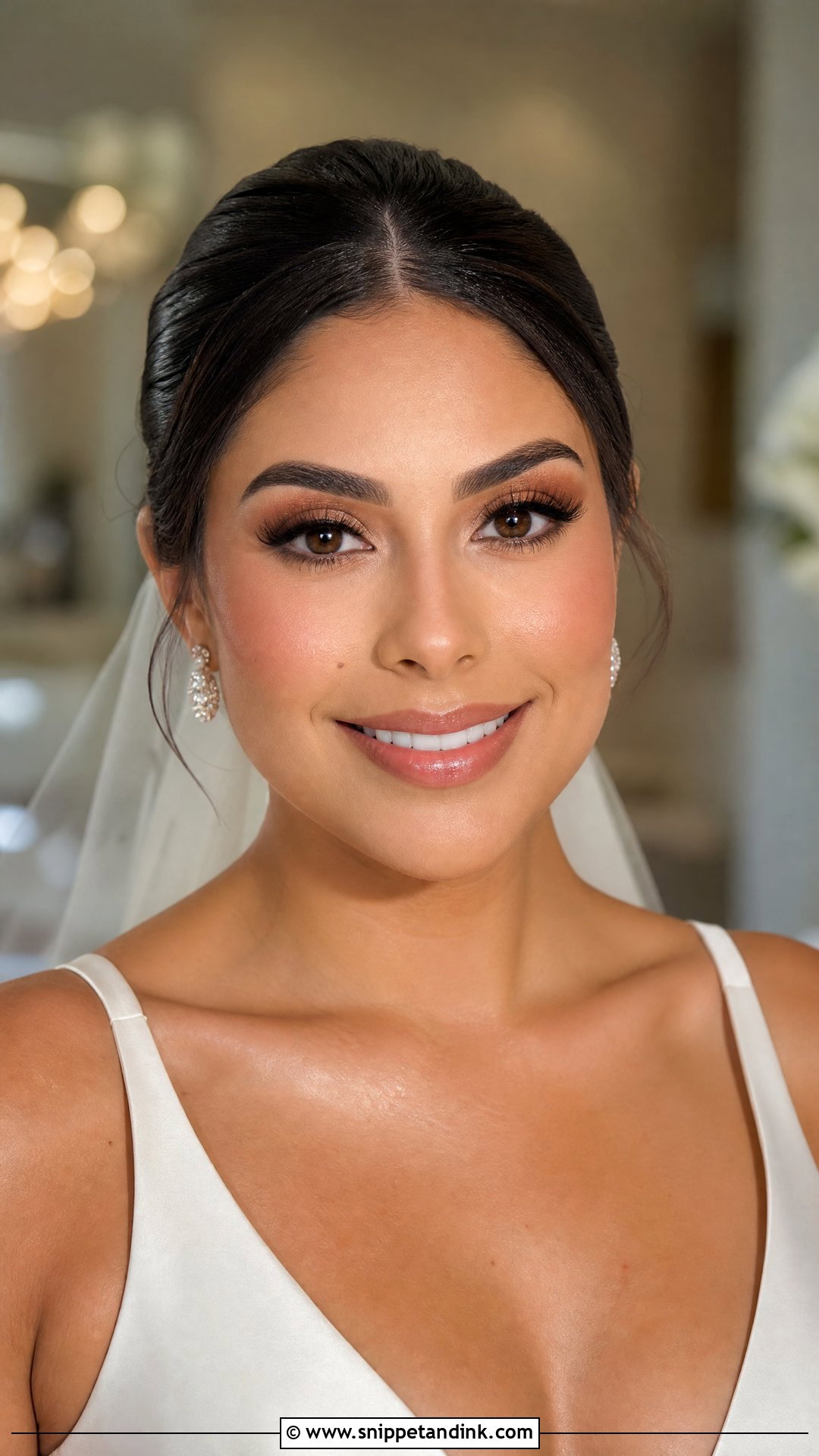 Soft Glam Wedding Makeup With Brown Eyeshadow - Snippet and Ink - 25 Natural Soft Glam Wedding Makeup Looks