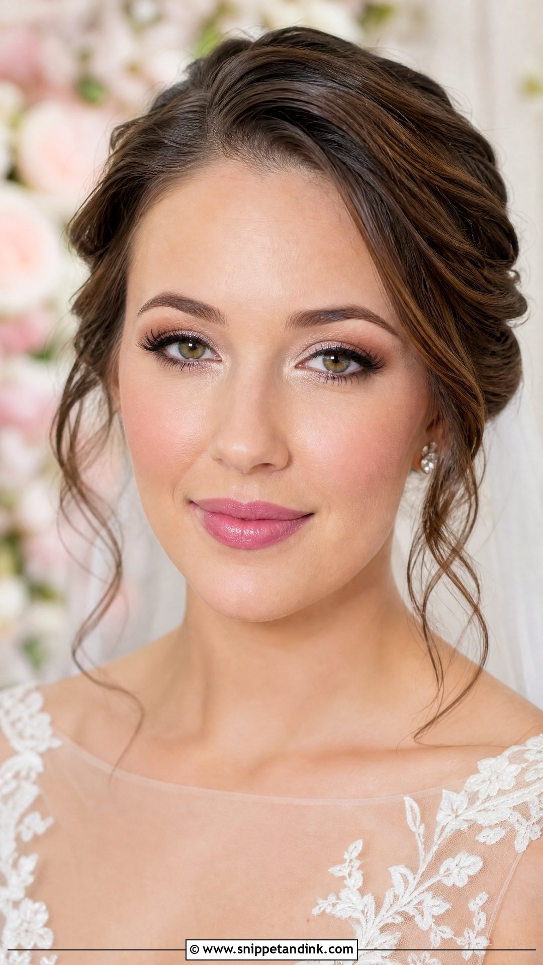 Soft Glam Wedding Makeup With Pink Lip - Snippet and Ink - 25 Natural Soft Glam Wedding Makeup Looks