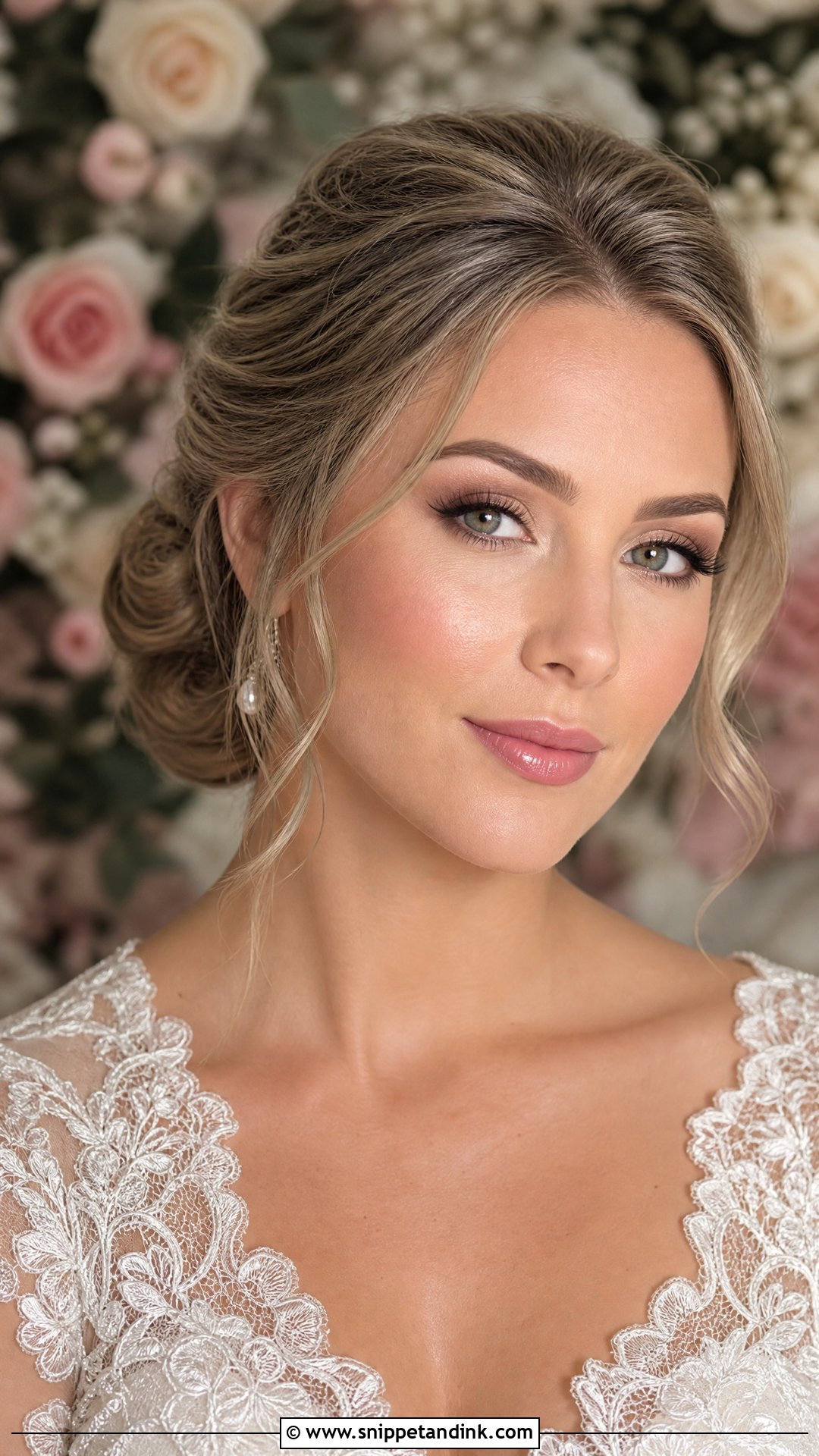 Soft Glam Wedding Makeup With Pink Lip - Snippet and Ink - 30 Soft Glam Wedding Makeup Ideas