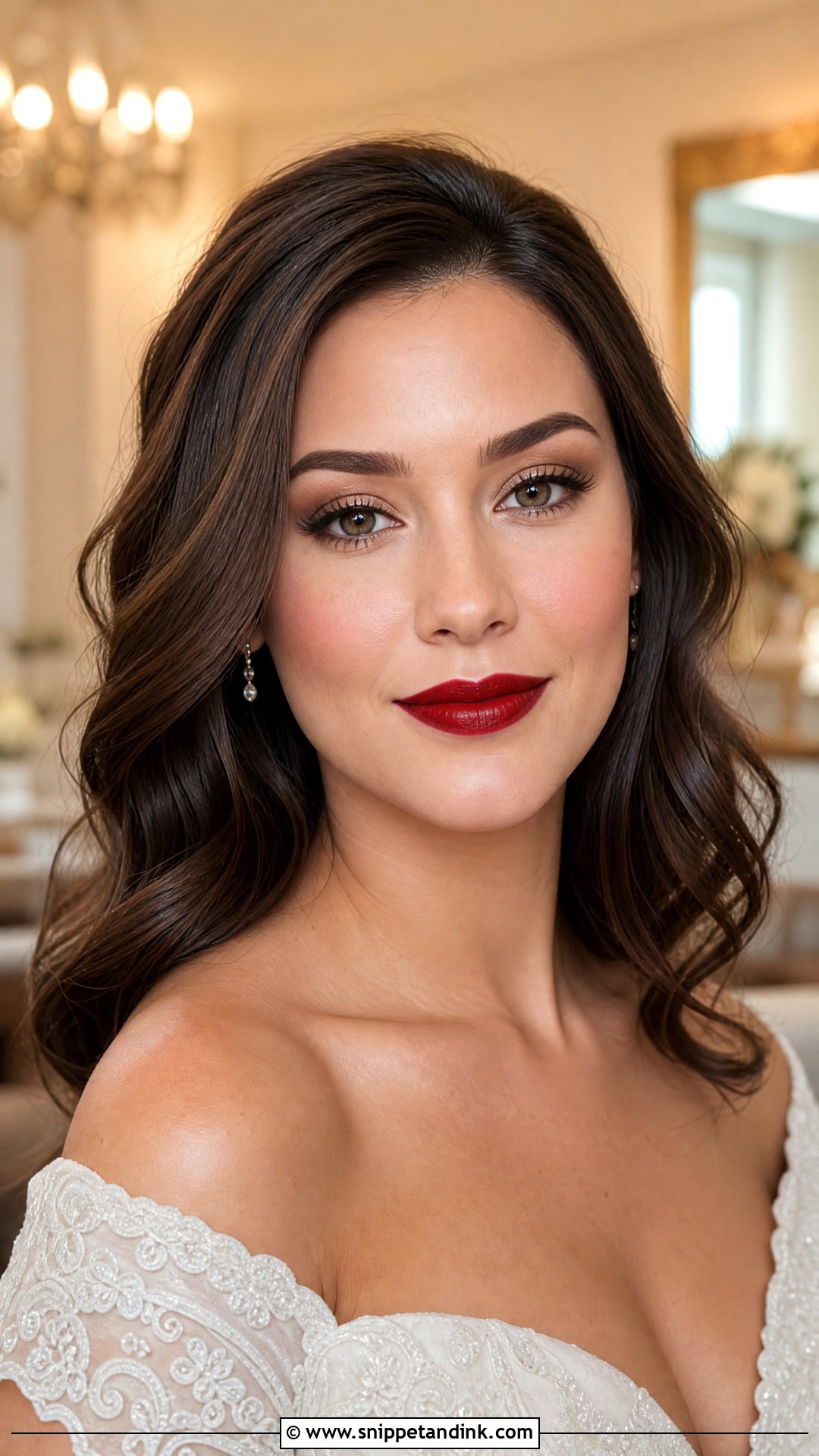 Soft Glam Wedding Makeup With Red Lipstick - Snippet and Ink - 20 Wedding Makeup Red Lipstick Ideas