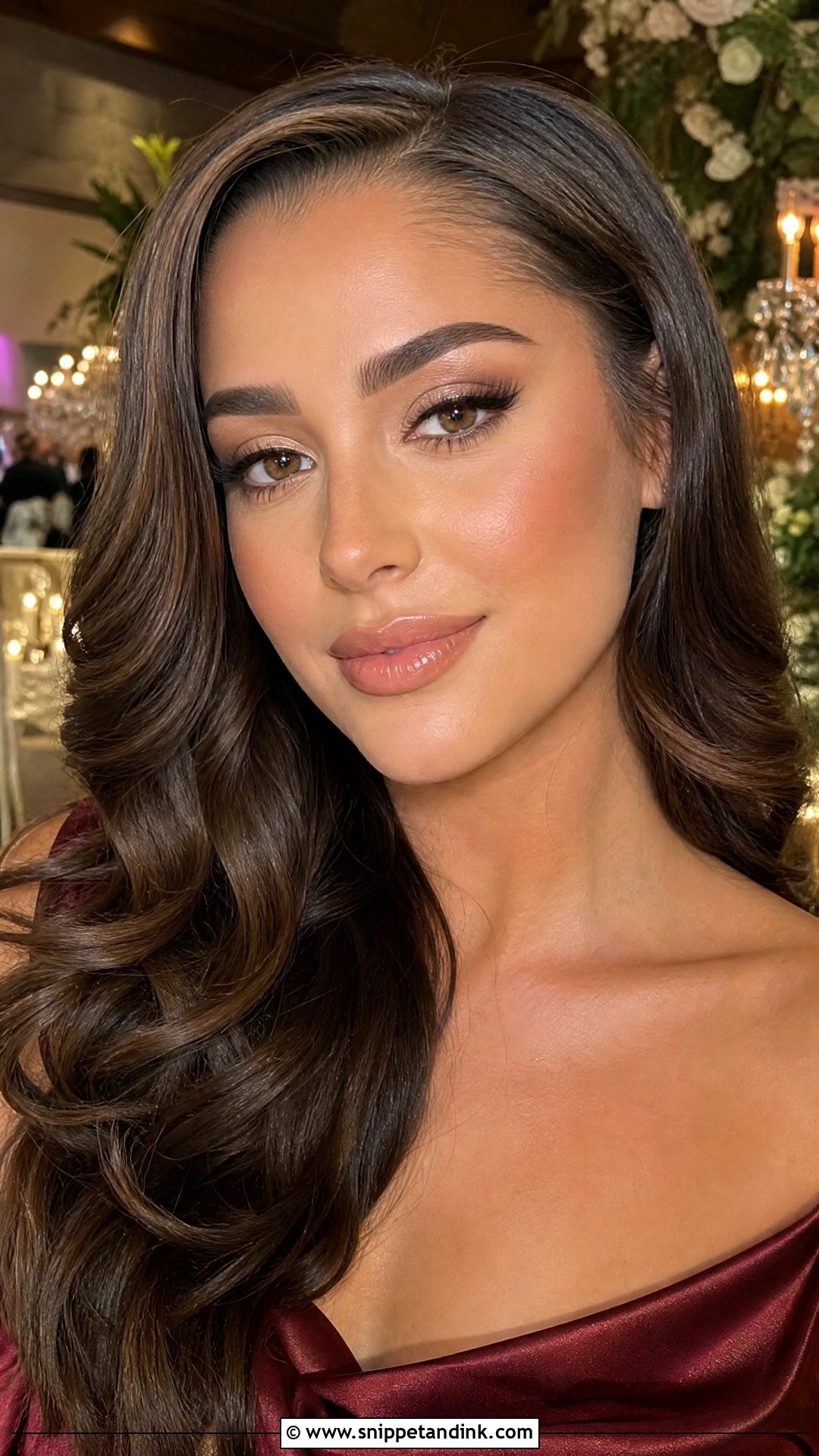 Soft Glam With Nude Gloss For Brown Eyes - Snippet and Ink - 20 Natural Wedding Guest Makeup for Brown Eyes