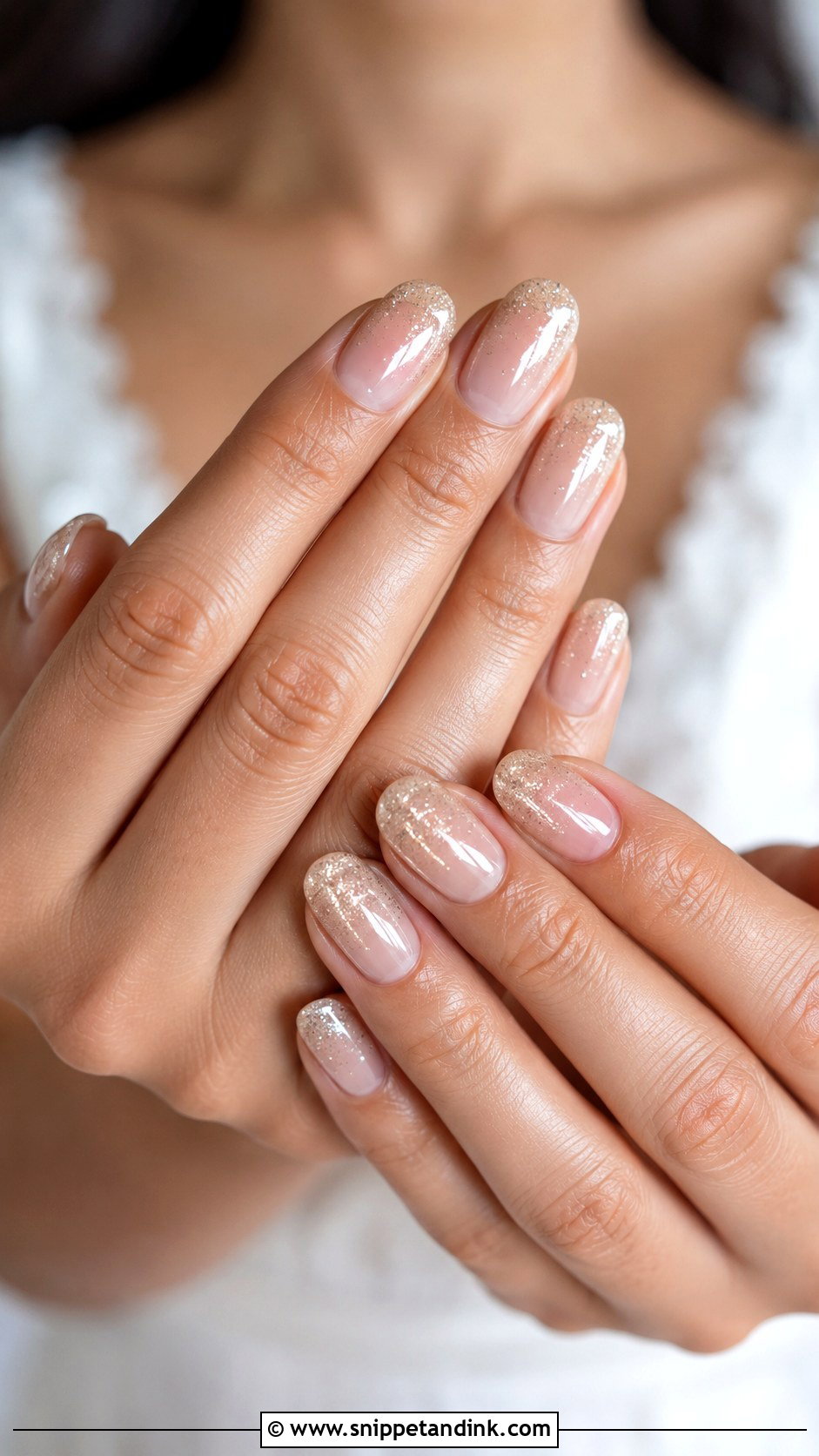 Soft Glitter Engagement Bride Nails - Snippet and Ink - 20 Nails for Engagement Bride