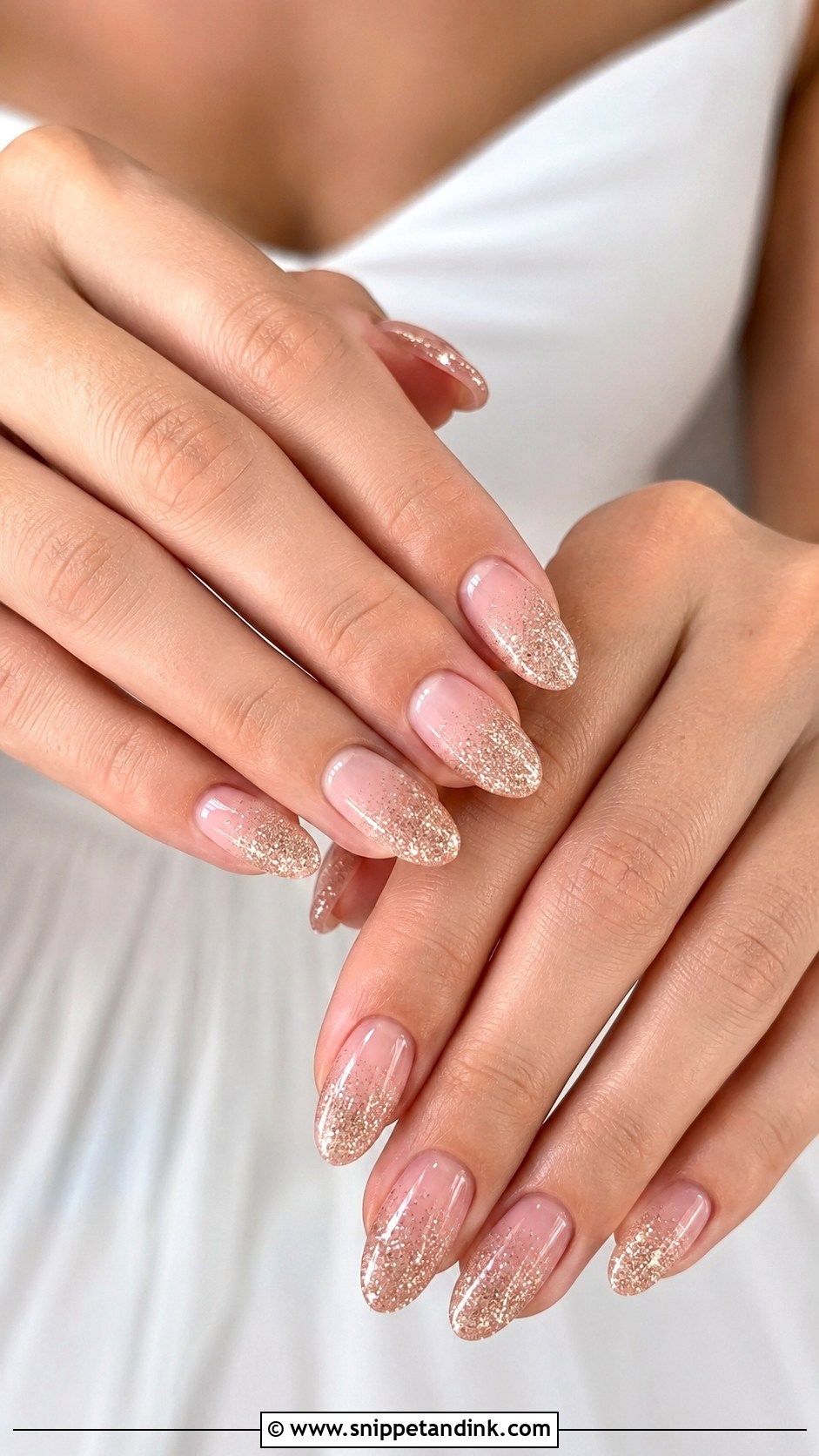 Soft Glitter Ombre Acrylic Bridesmaid Nails - Snippet and Ink - 20 Acrylic Bridesmaid Wedding Nails